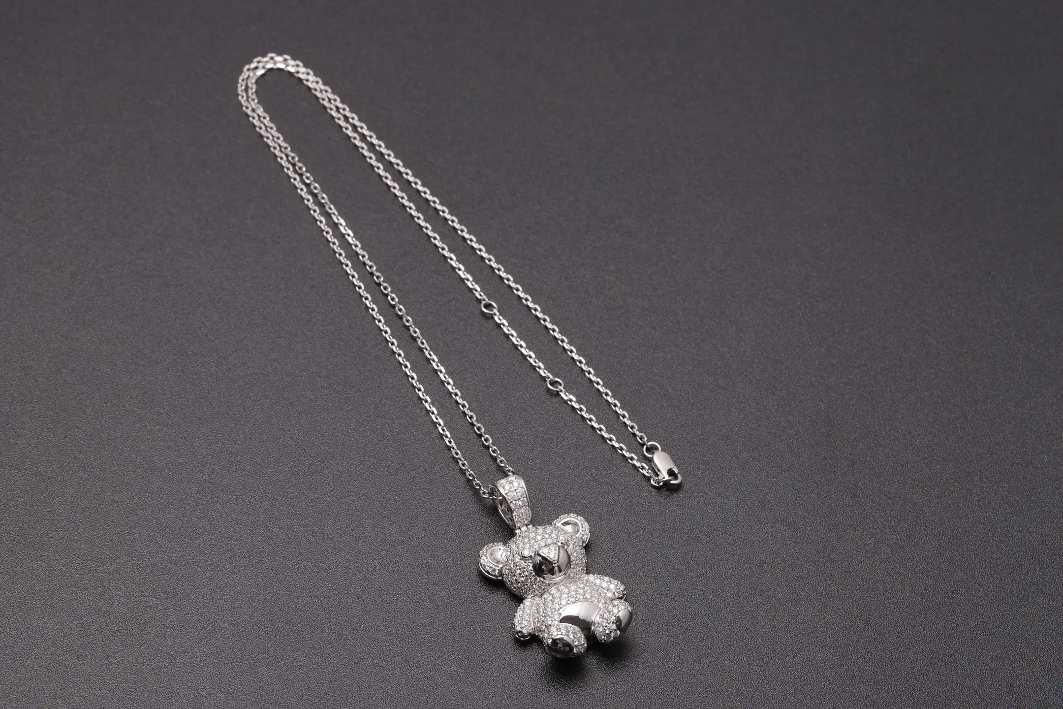 Pave Moissanite Teddy Bear Pendant Necklace (Sterling Silver) D125016810 — view 7