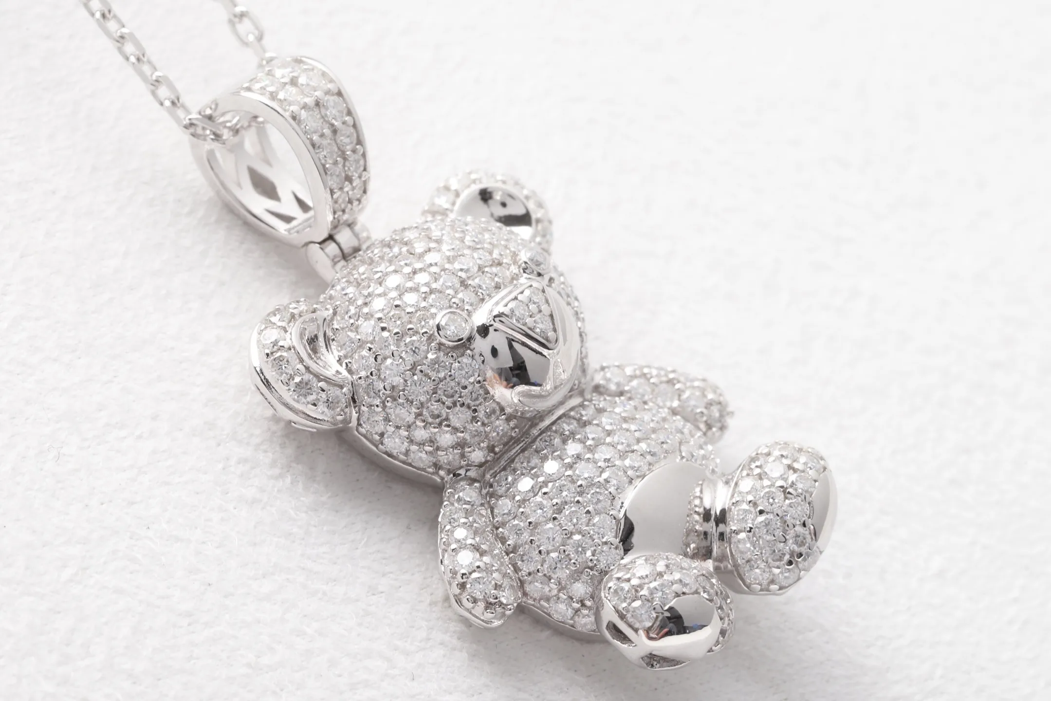 Pave Moissanite Teddy Bear Pendant Necklace (Sterling Silver) D125016810 — view 8