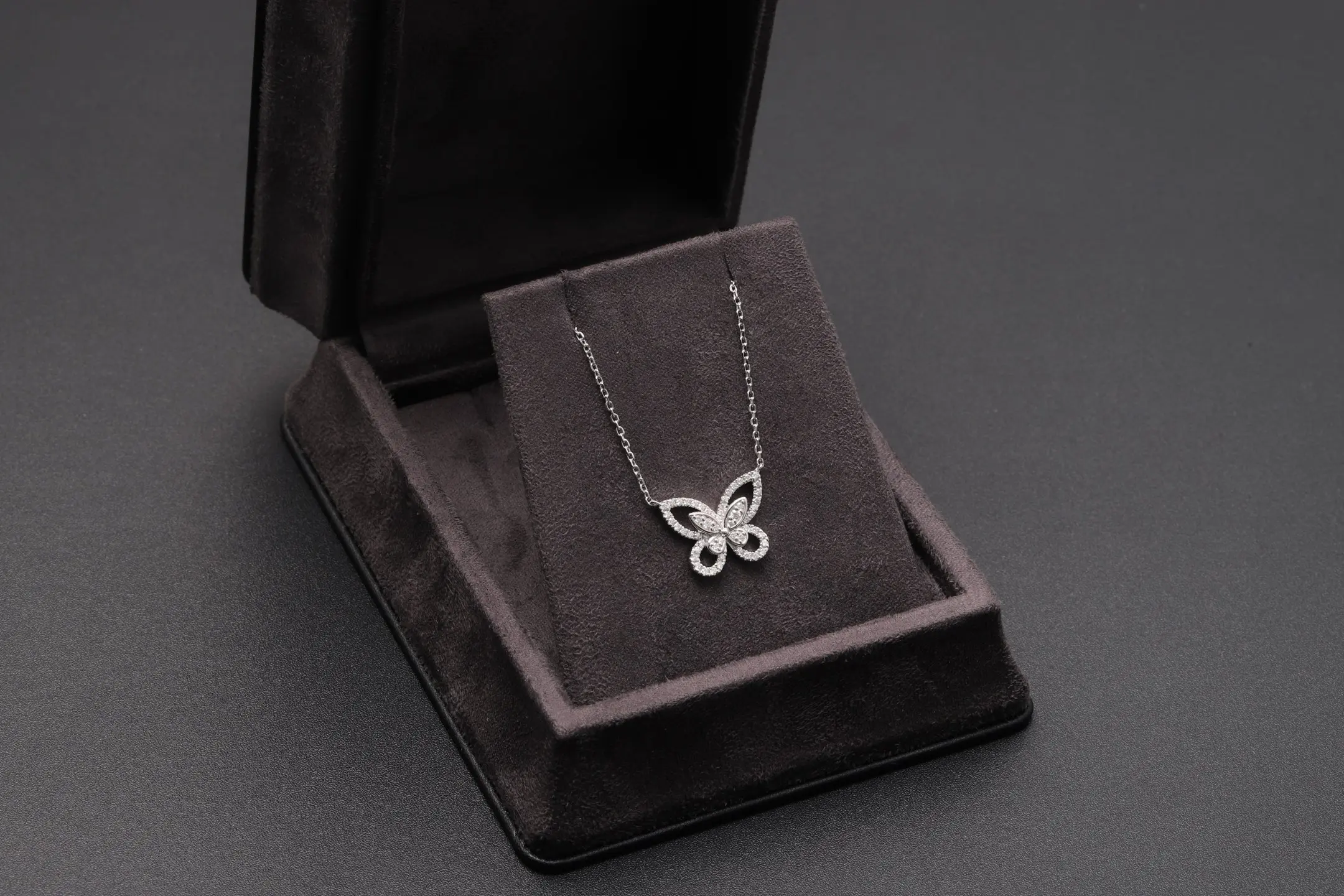 Pave Butterfly Pendant Necklace (Sterling Silver) D28516915 — view 2