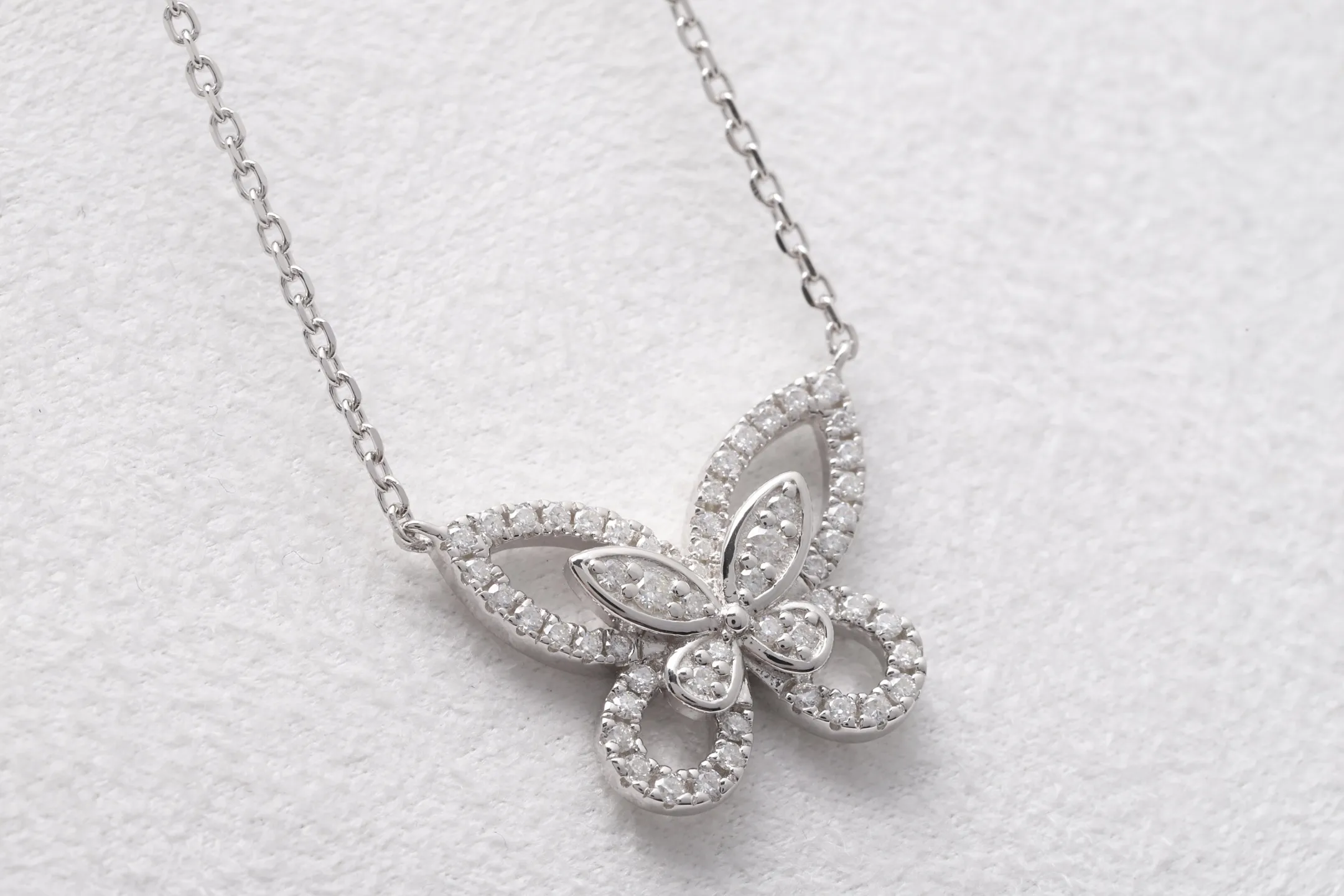 Pave Butterfly Pendant Necklace (Sterling Silver) D28516915 — view 7
