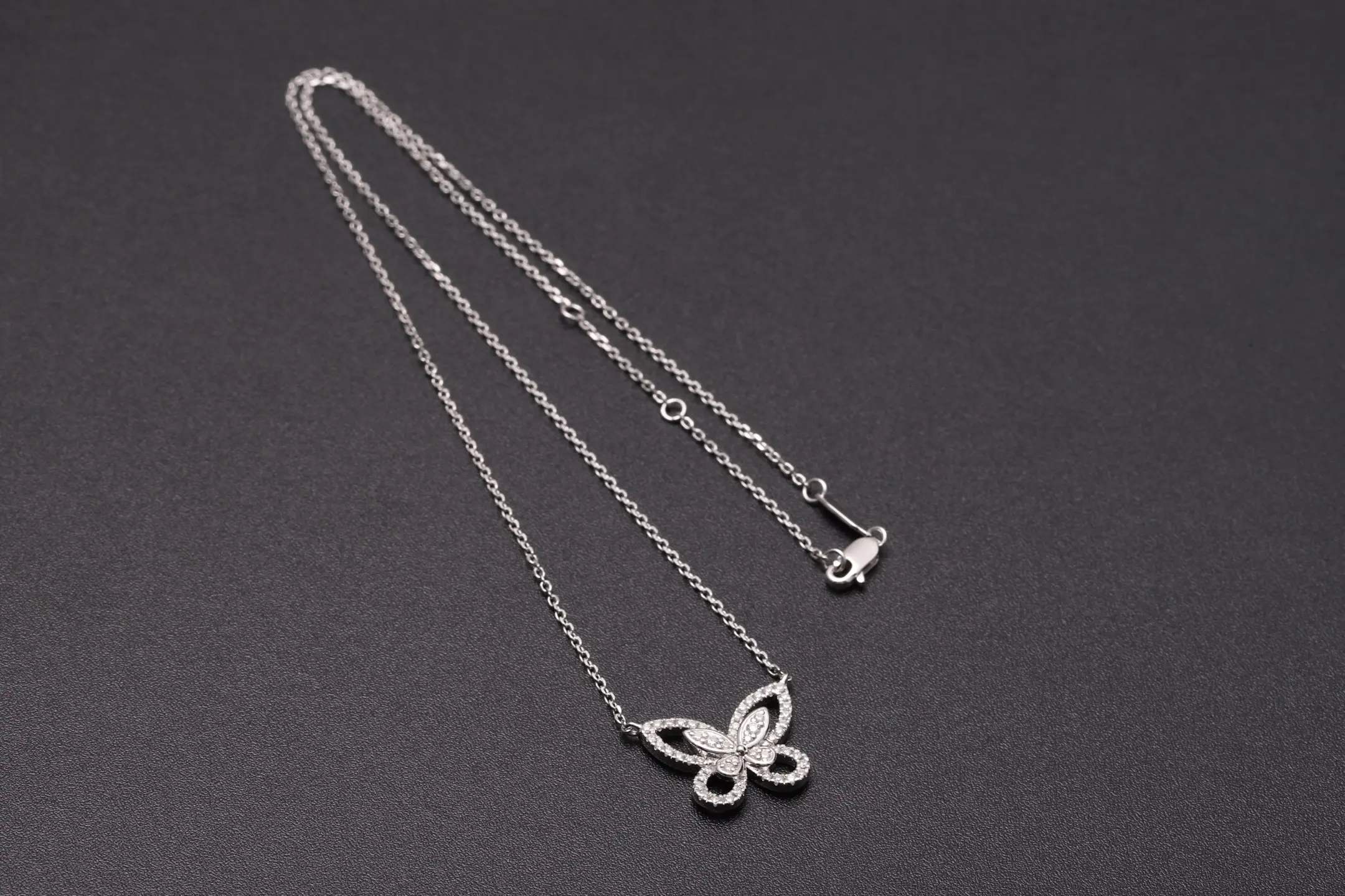 Pave Butterfly Pendant Necklace (Sterling Silver) D28516915 — view 8
