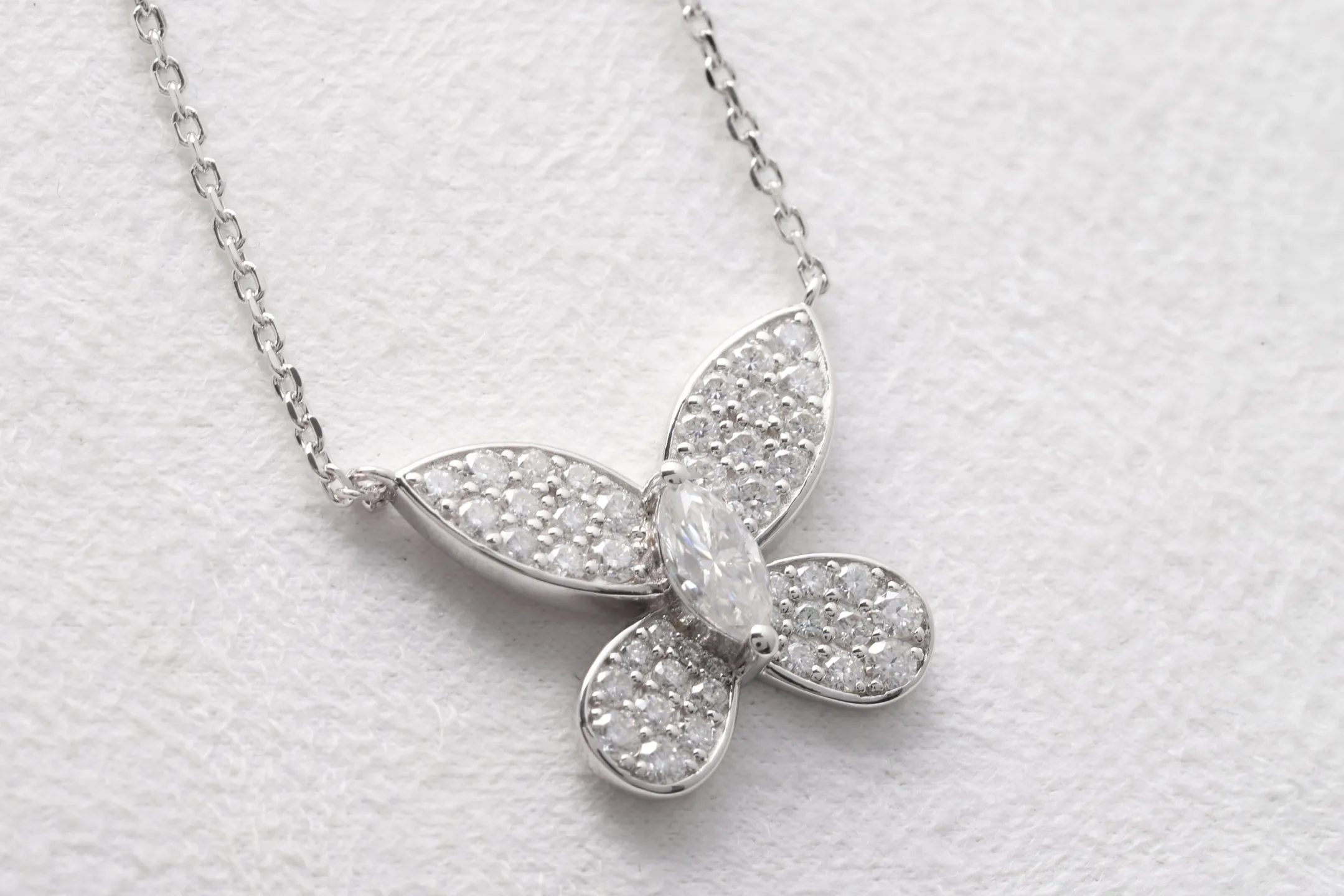 Moissanite Butterfly Pendant Necklace (Sterling Silver) D30516894 — view 7