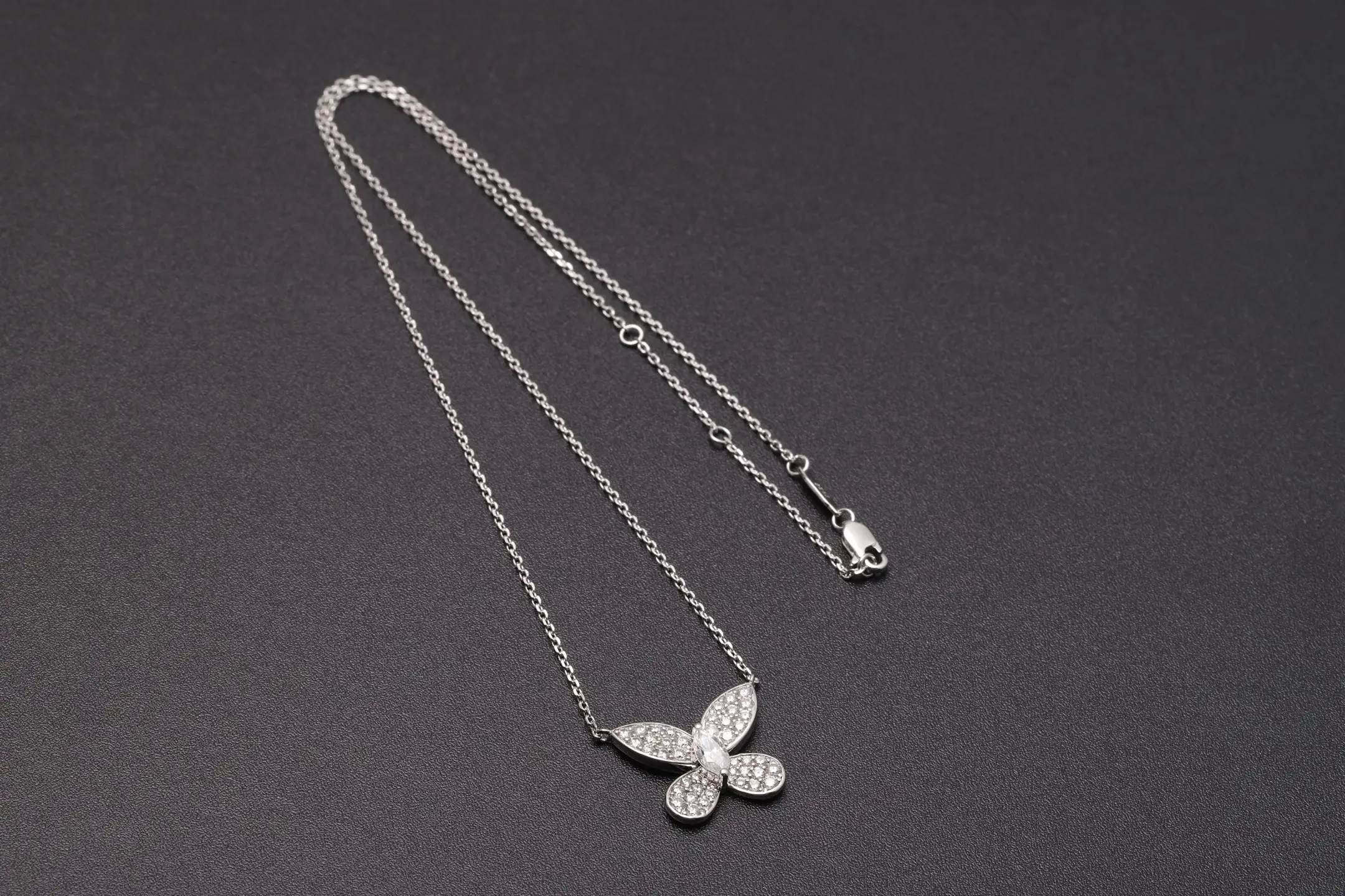 Moissanite Butterfly Pendant Necklace (Sterling Silver) D30516894 — view 8