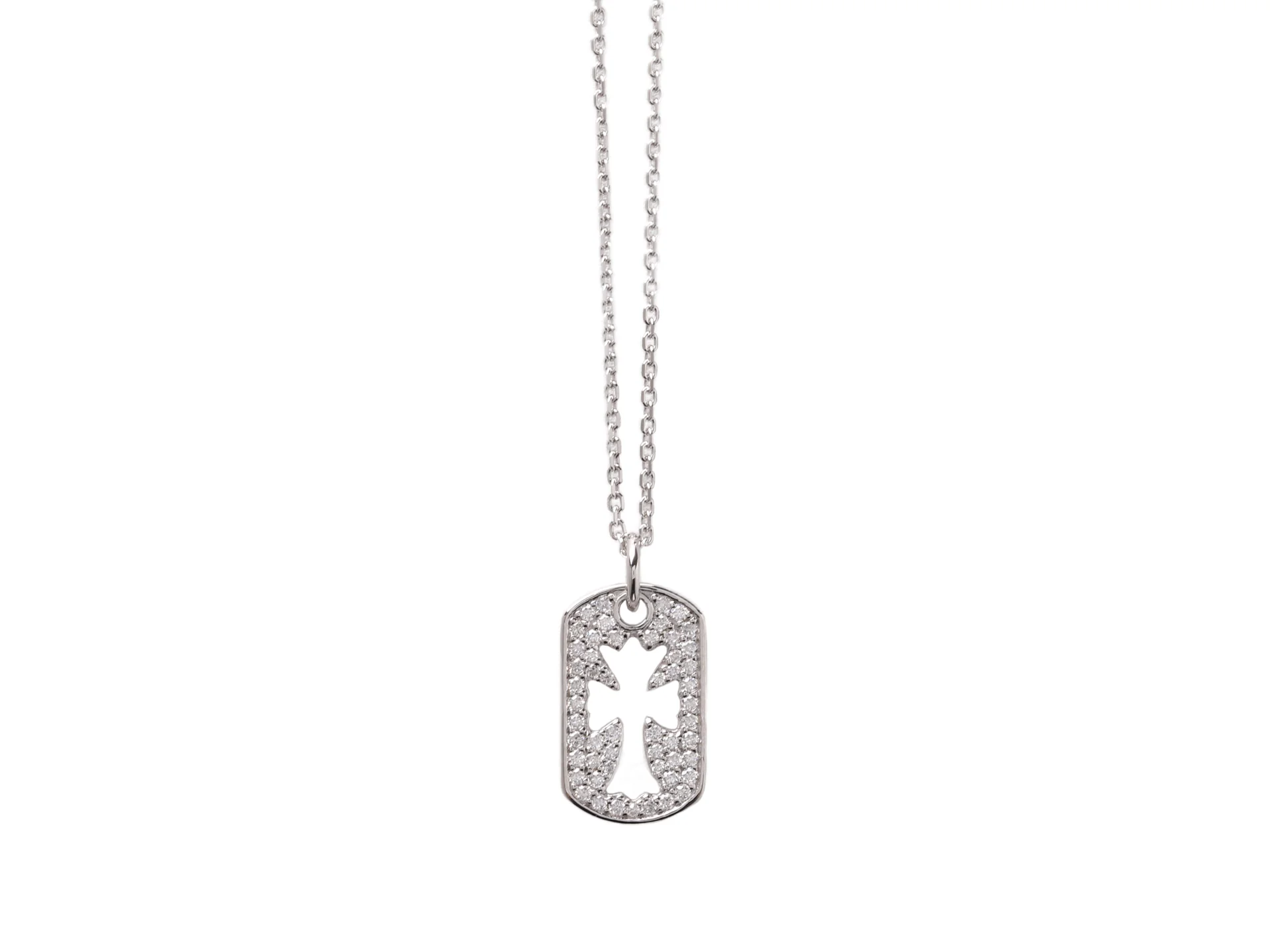 Moissanite Pavé Cut-Out Cross Dog Tag Necklace D24516952