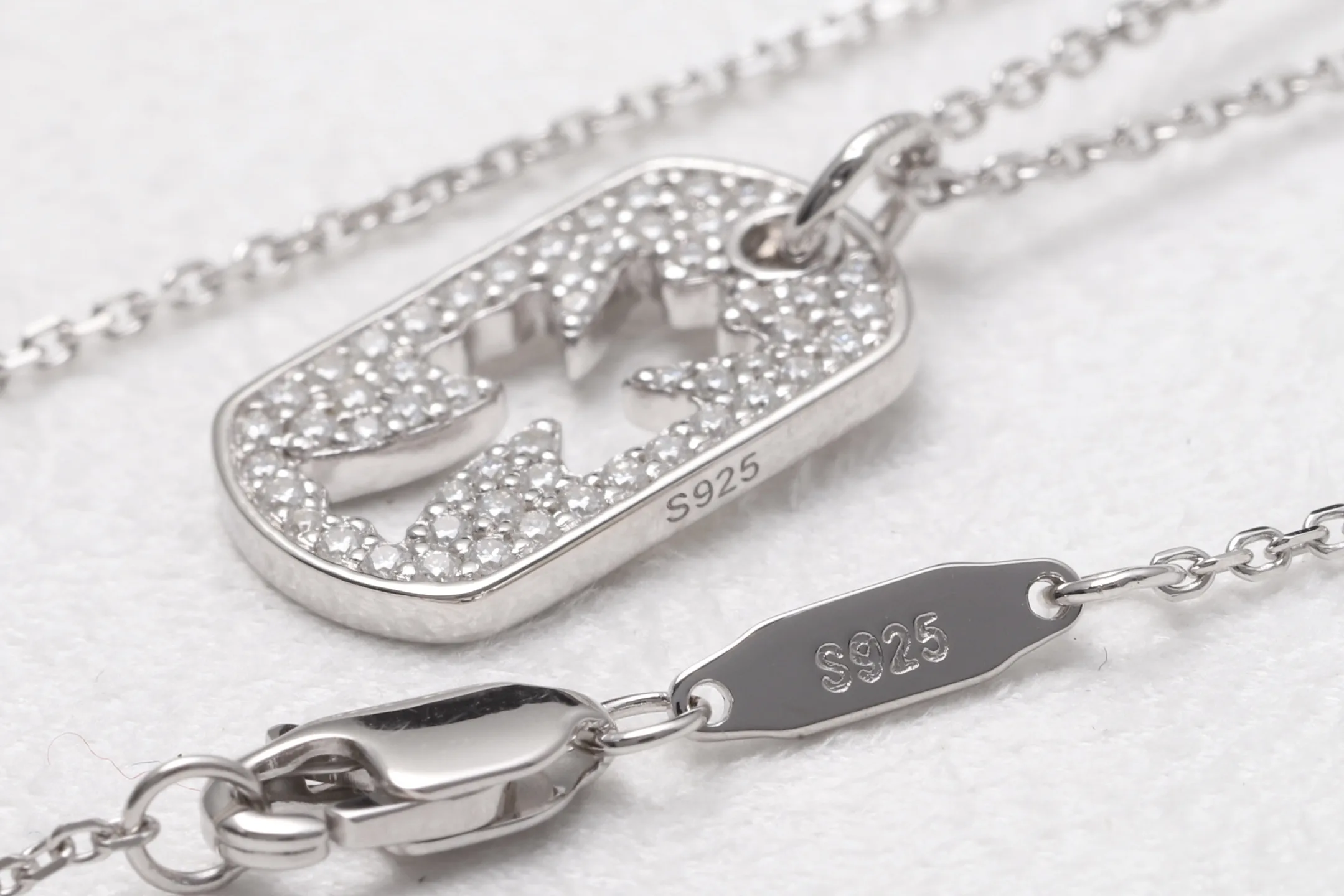 Moissanite Pavé Cut-Out Cross Dog Tag Necklace D24516952 — view 6