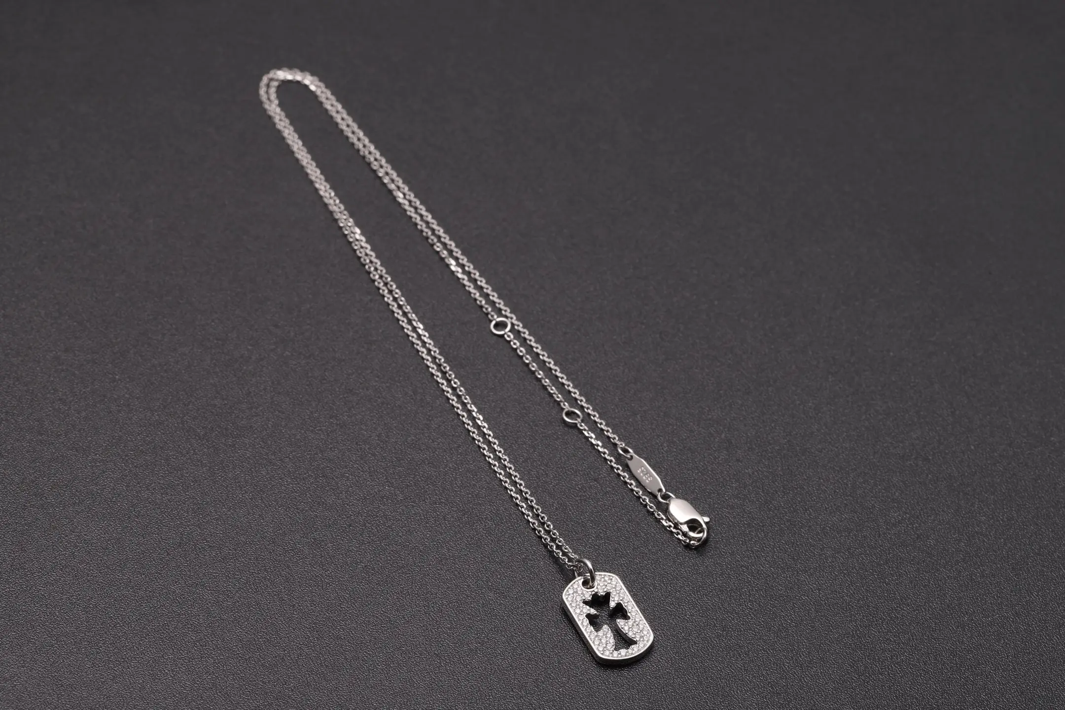 Moissanite Pavé Cut-Out Cross Dog Tag Necklace D24516952 — view 7