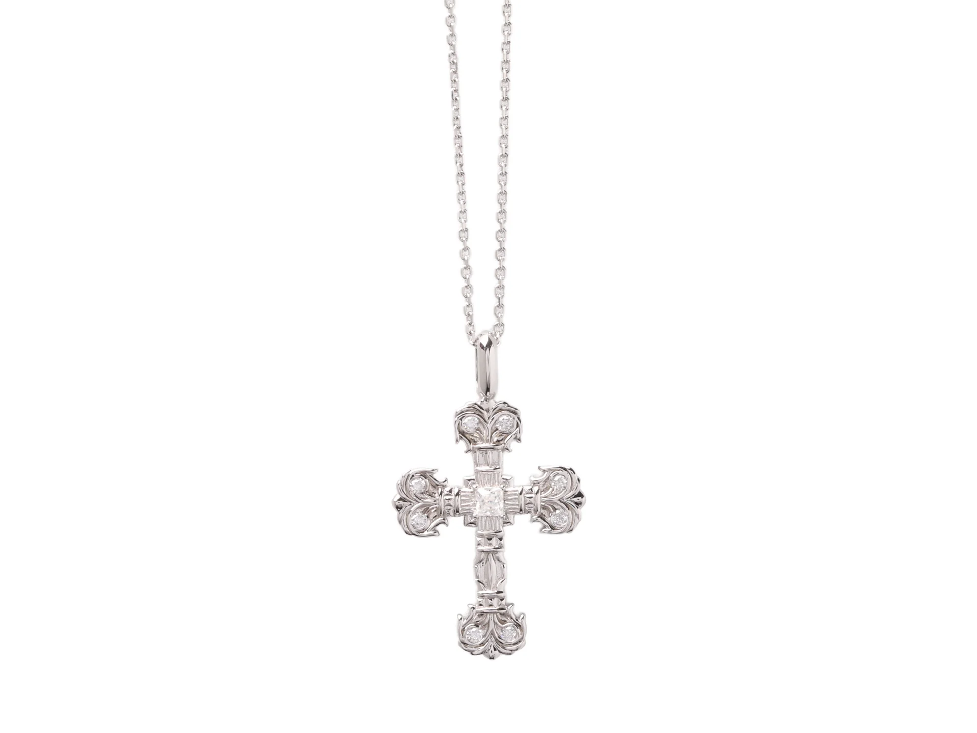 Chrome Hearts Filigree Cross Moissanite Necklace (Sterling Silver) D27016812