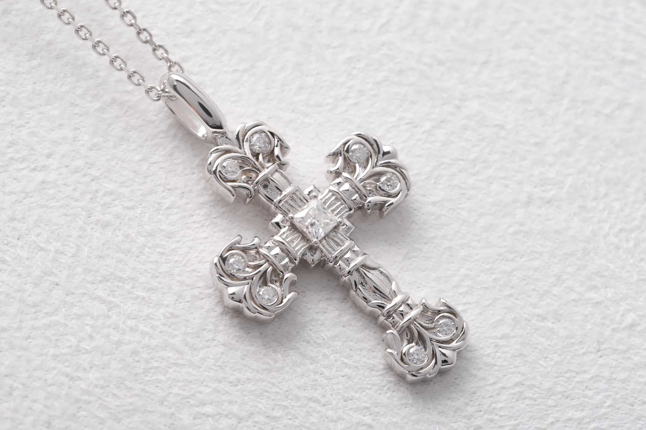Chrome Hearts Filigree Cross Moissanite Necklace (Sterling Silver) D27016812 — view 7