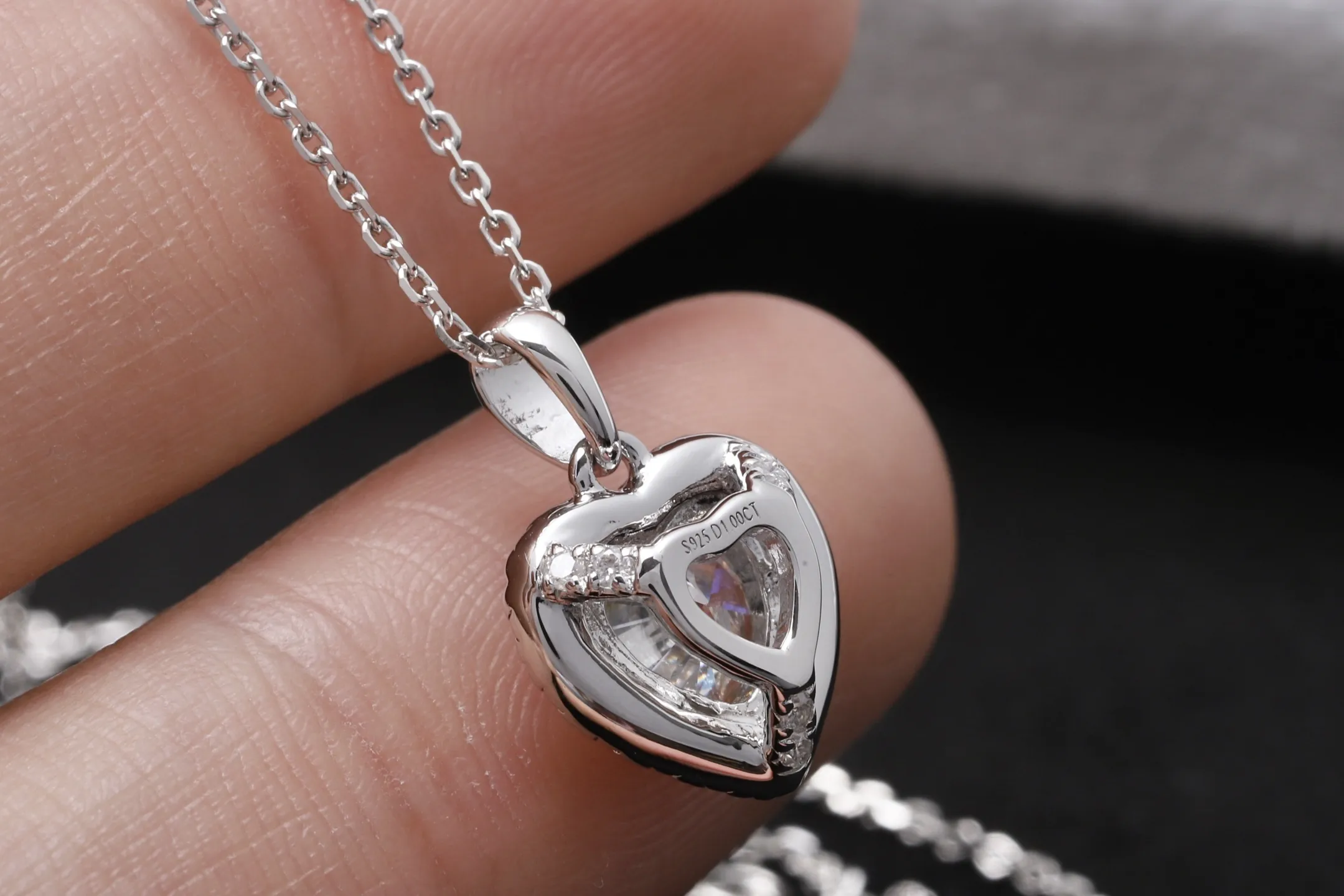 Heart-Cut Moissanite Pendant Necklace (Sterling Silver) D23016899 — view 5