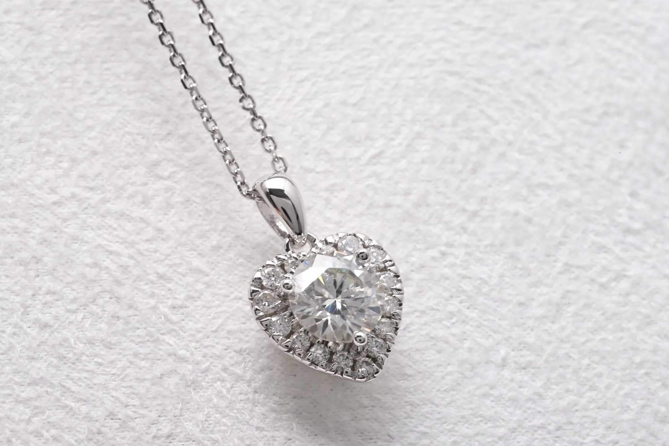 Heart-Cut Moissanite Pendant Necklace (Sterling Silver) D23016899 — view 7