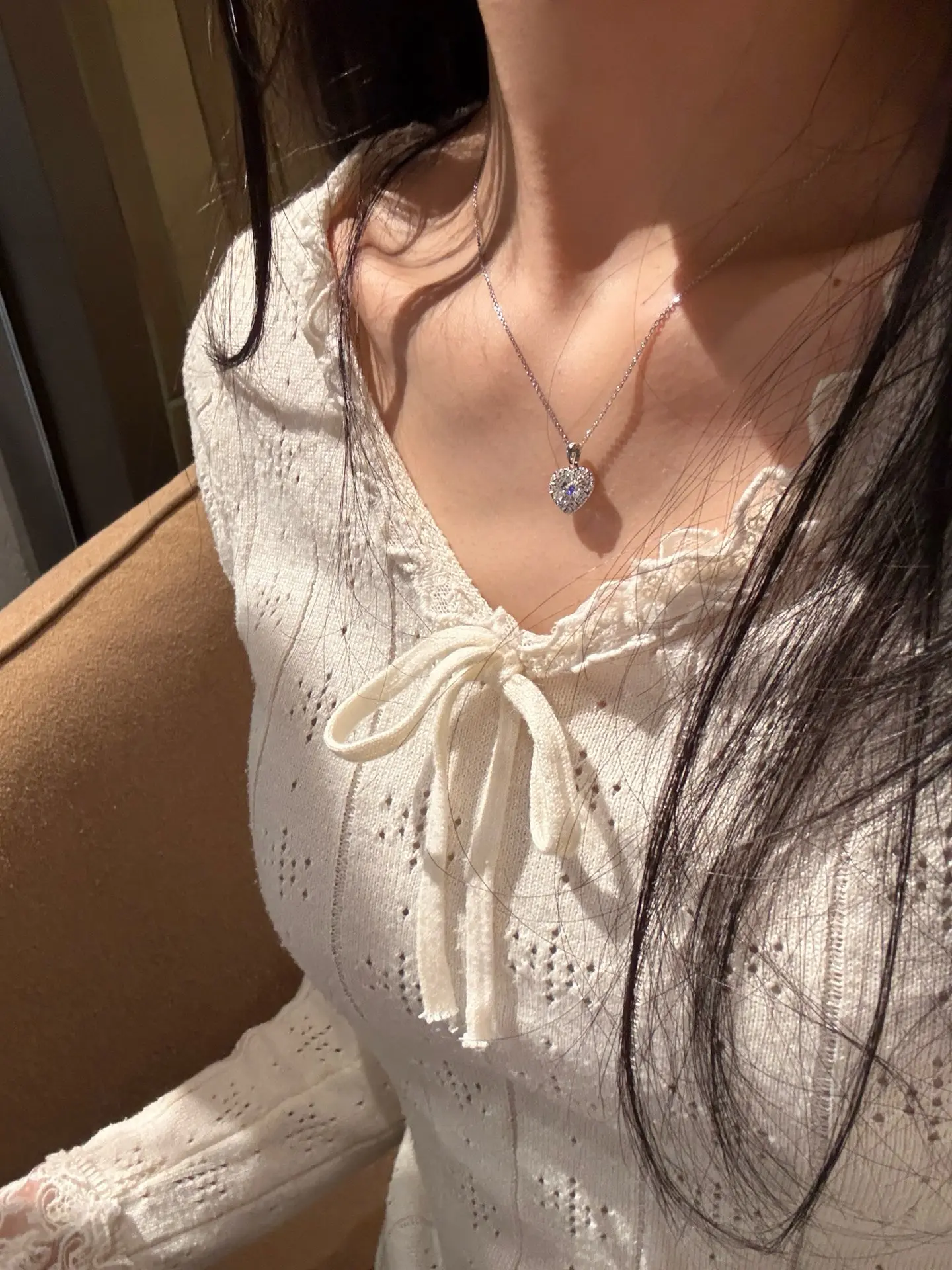 Heart-Cut Moissanite Pendant Necklace (Sterling Silver) D23016899 — view 10