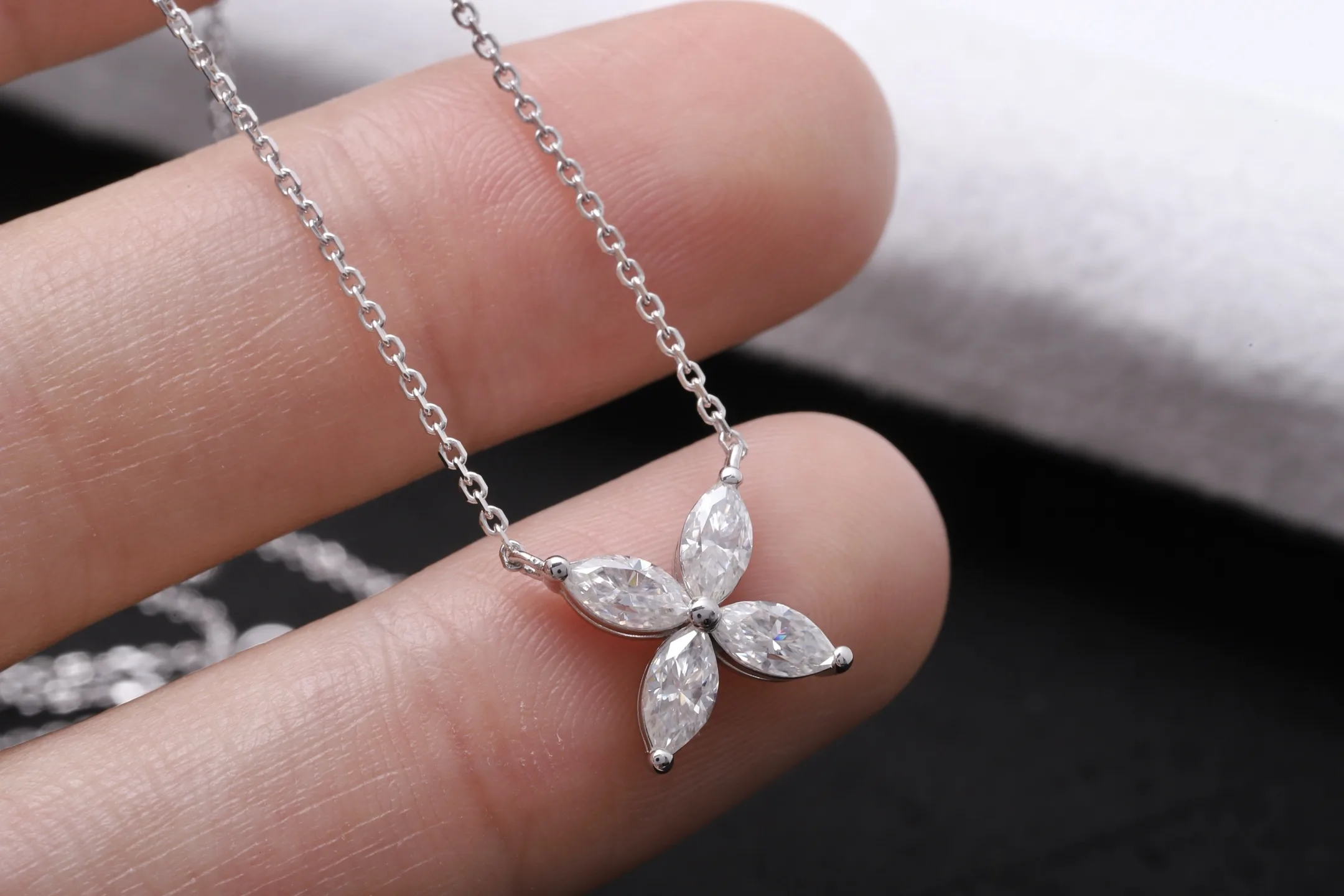 Butterfly Moissanite Pendant Necklace (Sterling Silver) D21016920 — view 4