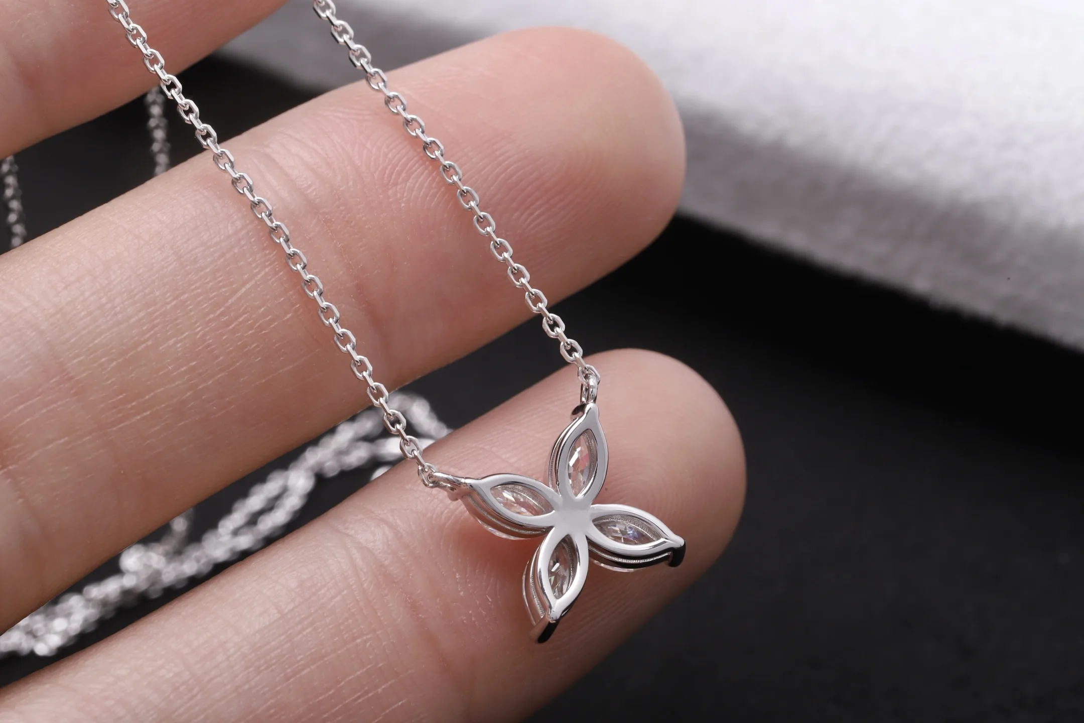 Butterfly Moissanite Pendant Necklace (Sterling Silver) D21016920 — view 5