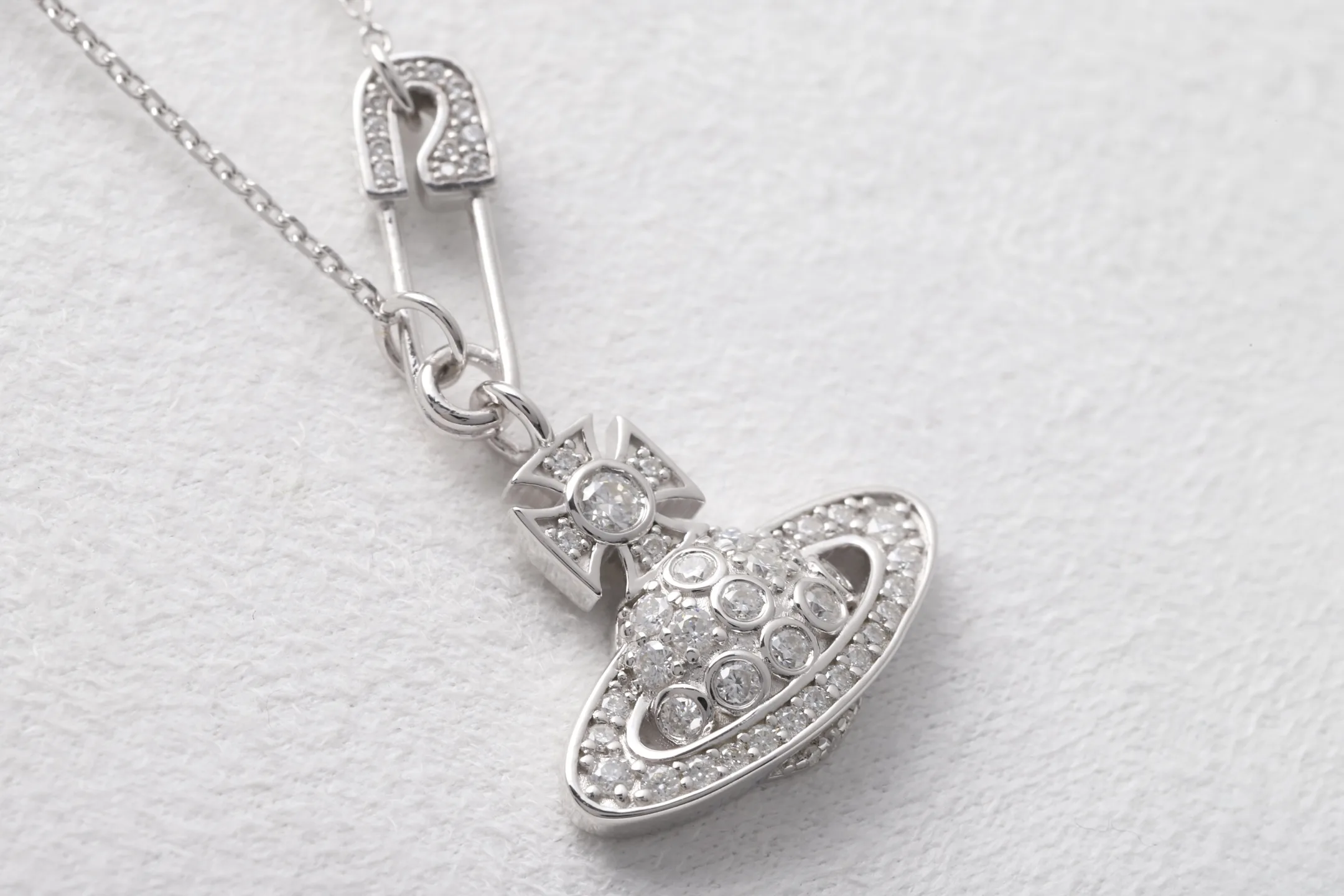 Orb and Safety Pin Pendant Necklace (Sterling Silver) D33016866 — view 7