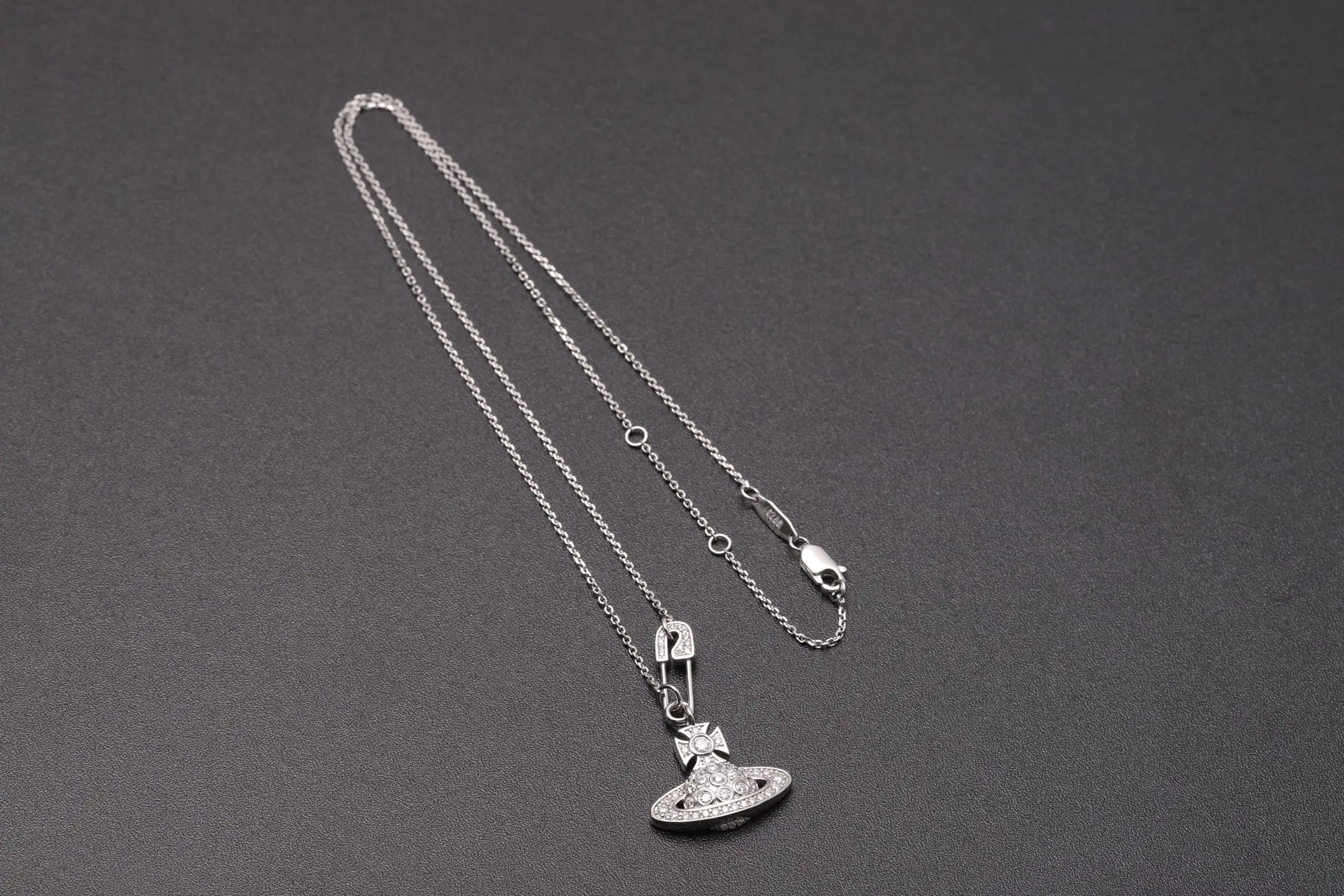 Orb and Safety Pin Pendant Necklace (Sterling Silver) D33016866 — view 8
