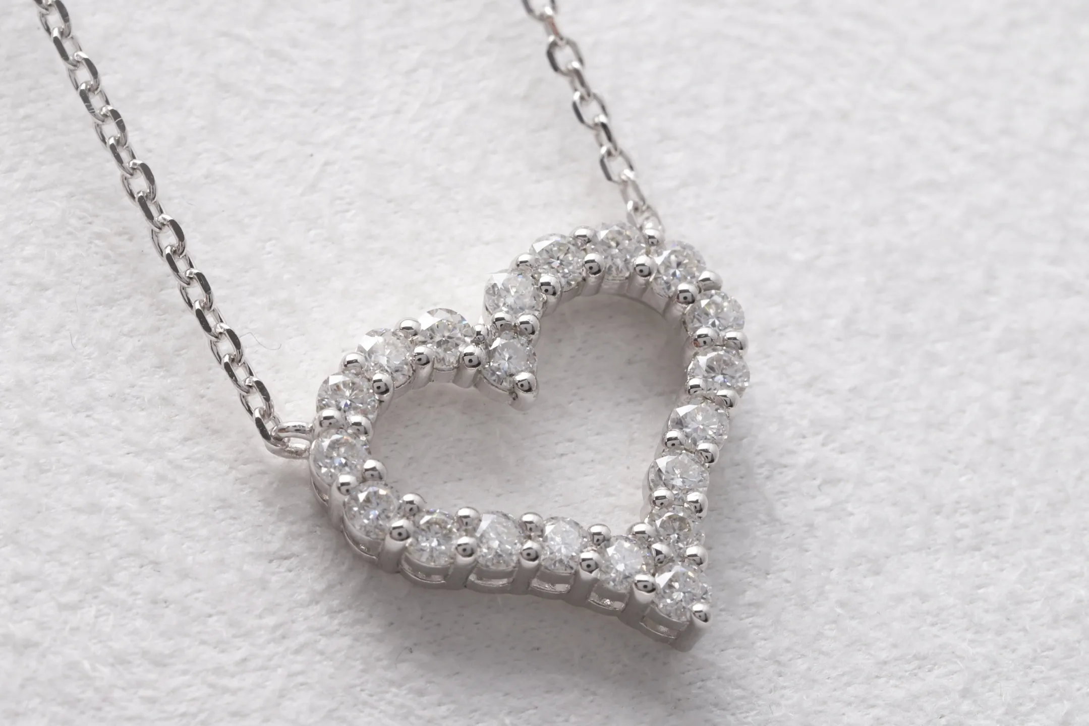 Moissanite Pavé Open Heart Necklace (Sterling Silver) D23016914 — view 7