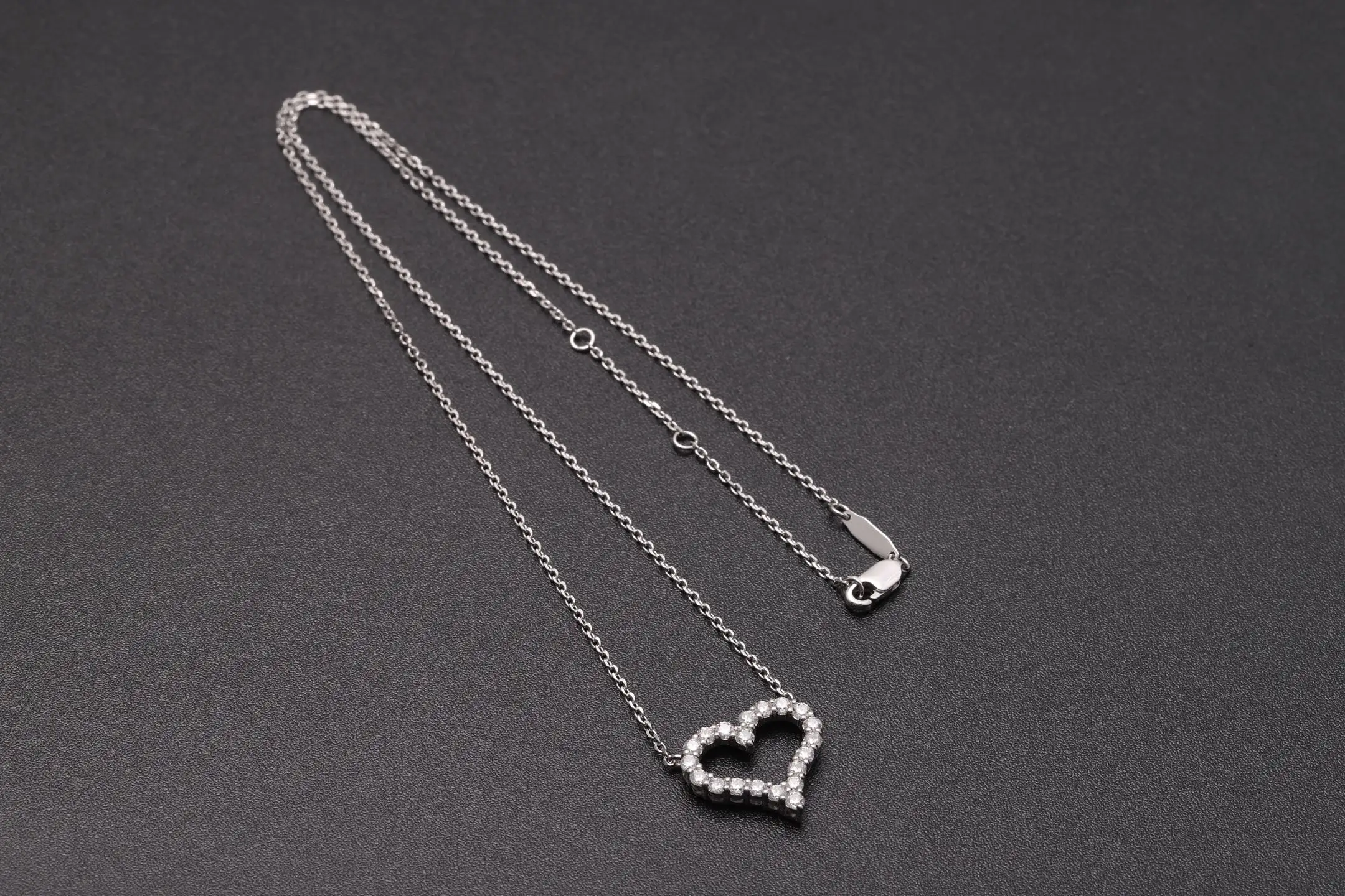 Moissanite Pavé Open Heart Necklace (Sterling Silver) D23016914 — view 8
