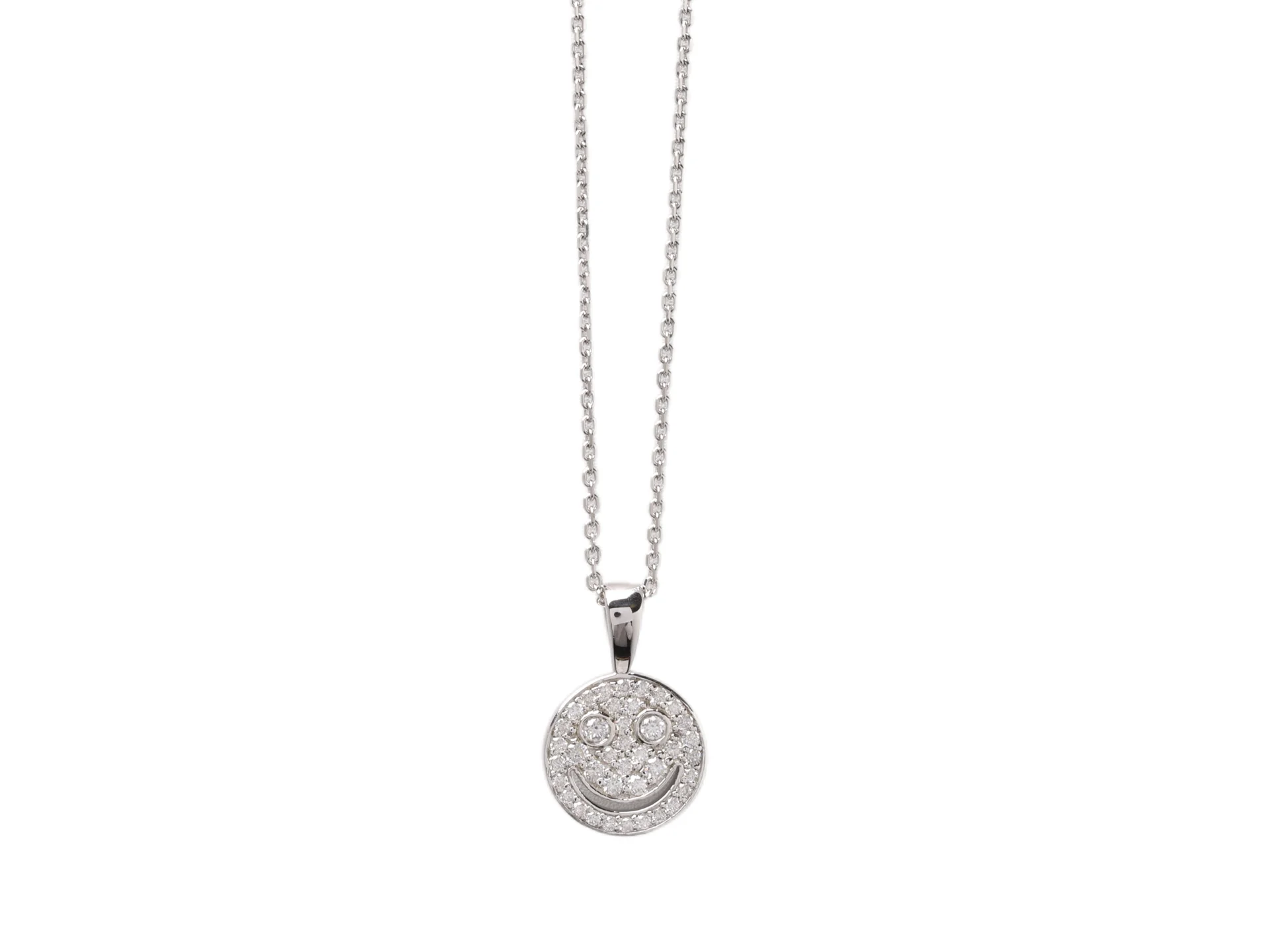 Moissanite Smiley Face Pendant Necklace (Sterling Silver) D23016867