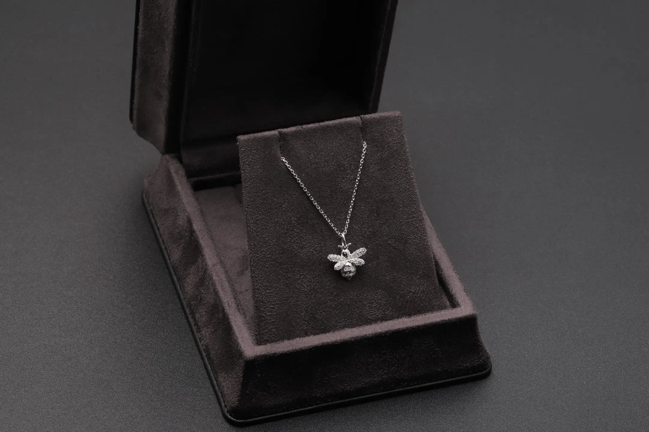 Bee Pendant Moissanite Necklace (Sterling Silver) D22516959 — view 2