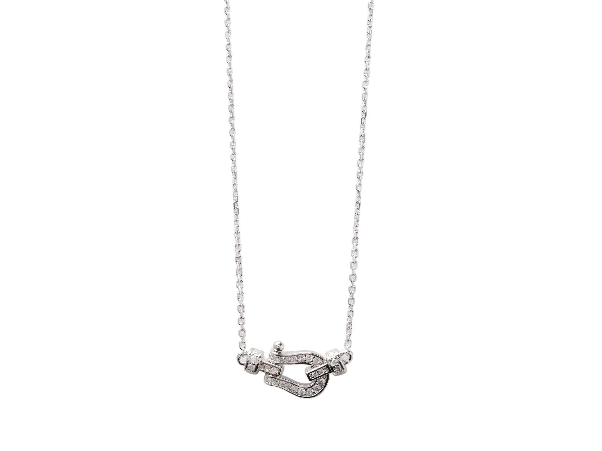 Horseshoe Buckle Moissanite Necklace (Sterling Silver) D19516924
