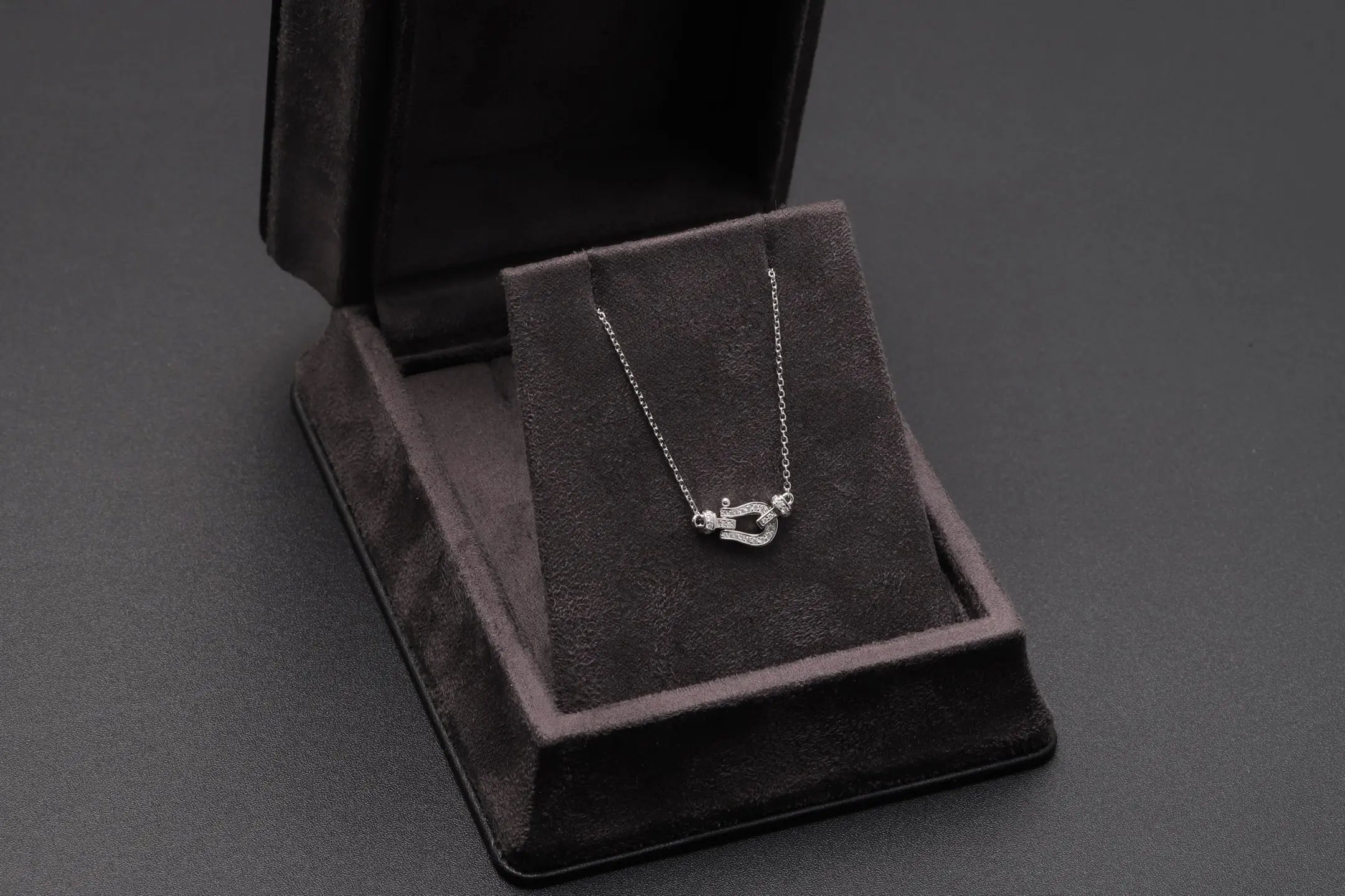 Horseshoe Buckle Moissanite Necklace (Sterling Silver) D19516924 — view 2