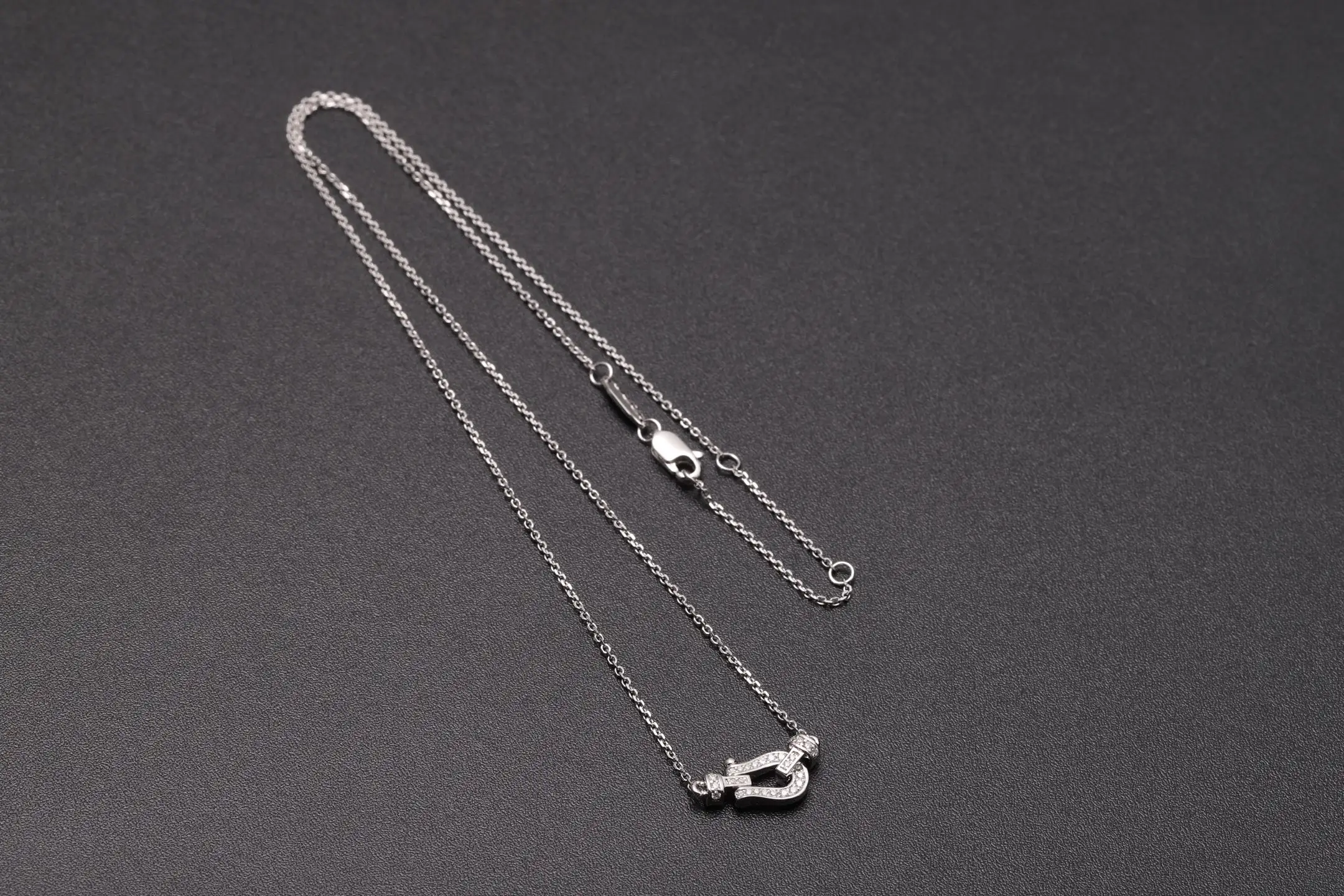 Horseshoe Buckle Moissanite Necklace (Sterling Silver) D19516924 — view 8