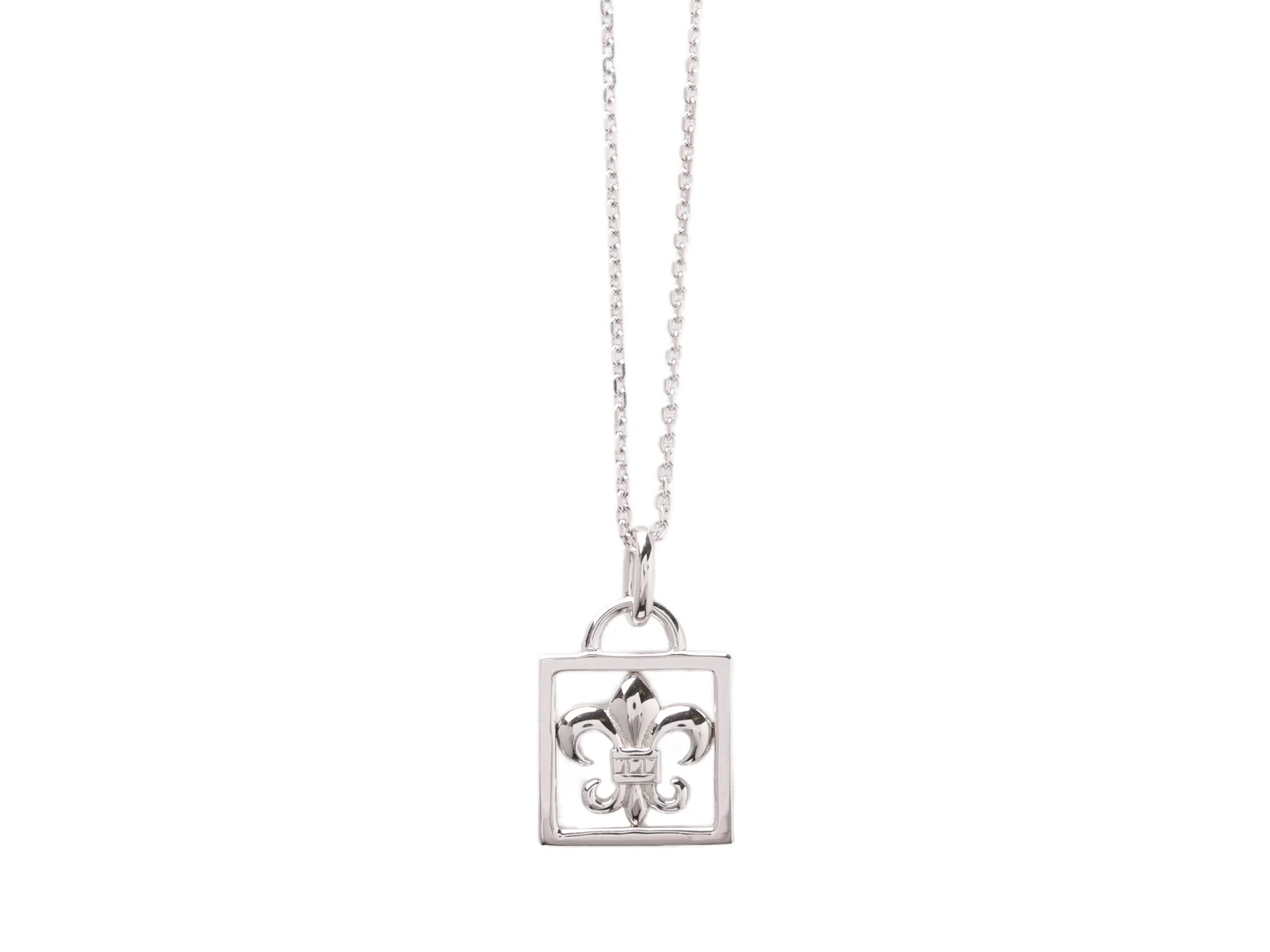 Fleur-de-Lis Framed Pendant Necklace (Sterling Silver) D18016868