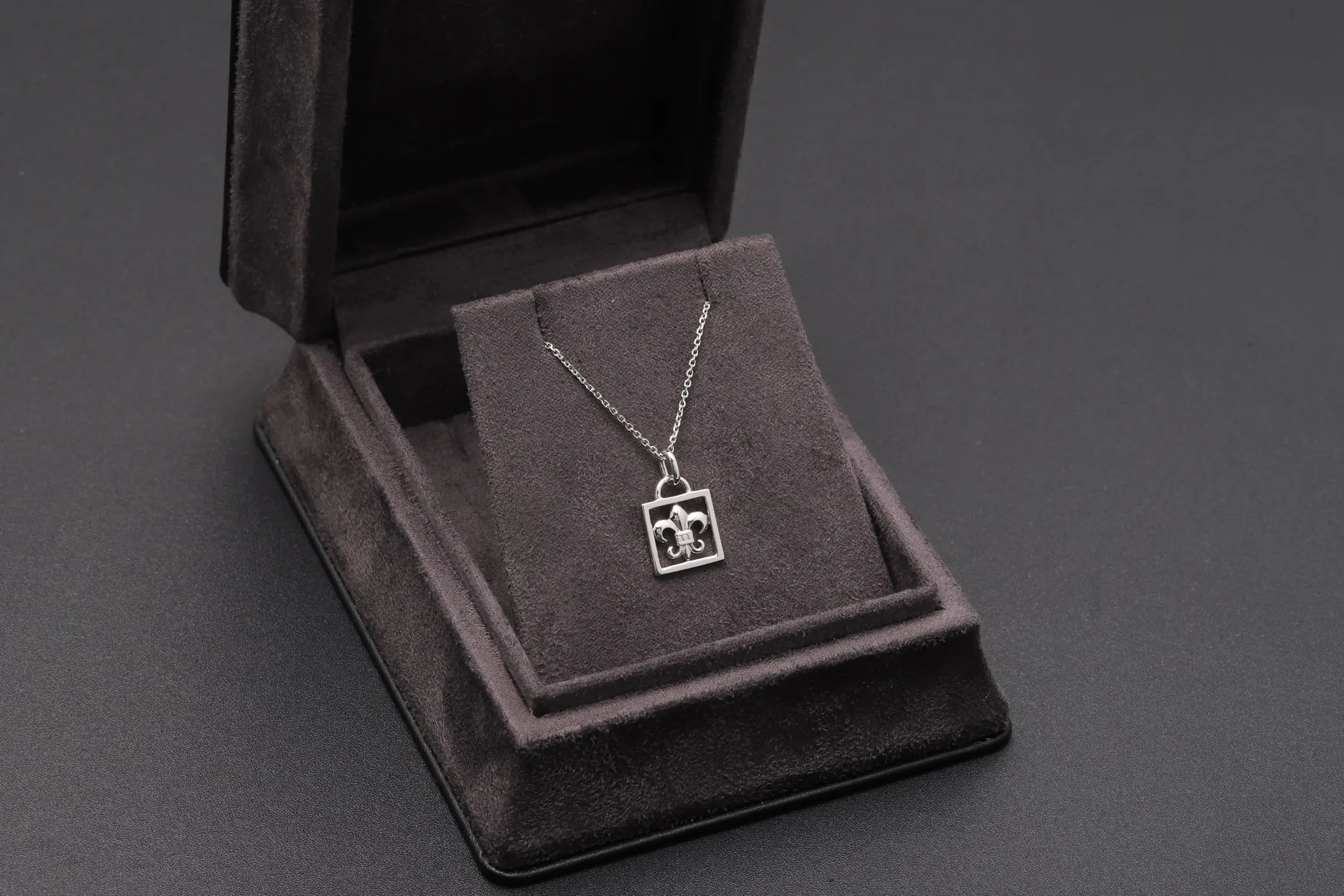 Fleur-de-Lis Framed Pendant Necklace (Sterling Silver) D18016868 — view 2