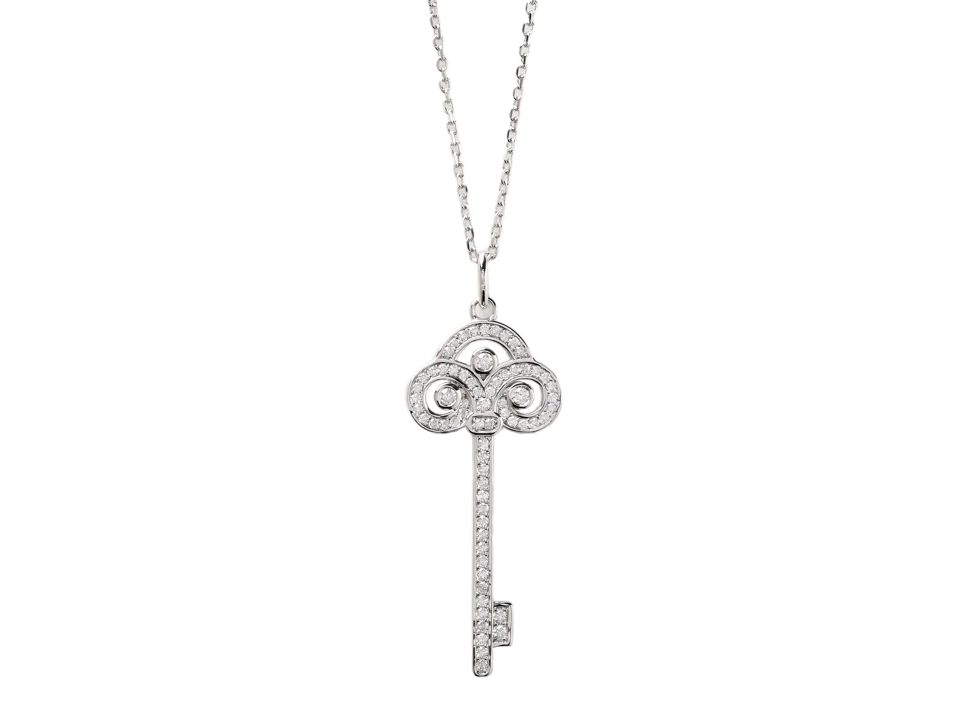 Fleur de Lis Key Pendant Necklace (Sterling Silver) D33016960