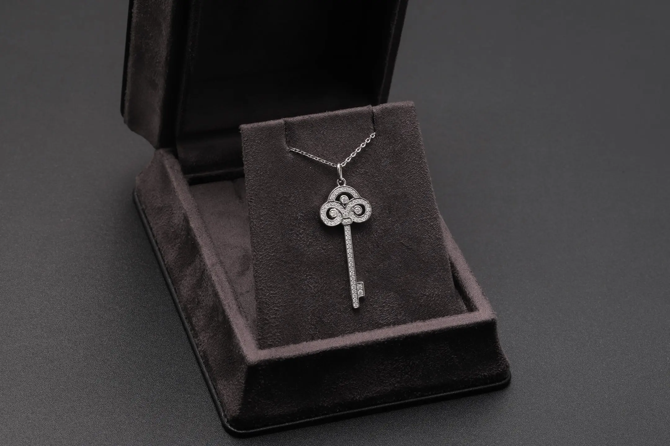 Fleur de Lis Key Pendant Necklace (Sterling Silver) D33016960 — view 2