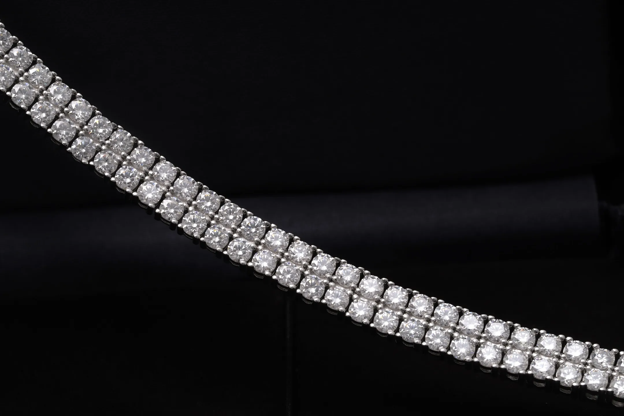 Double-Row Moissanite Tennis Bracelet (Sterling Silver) D168016612 — view 3