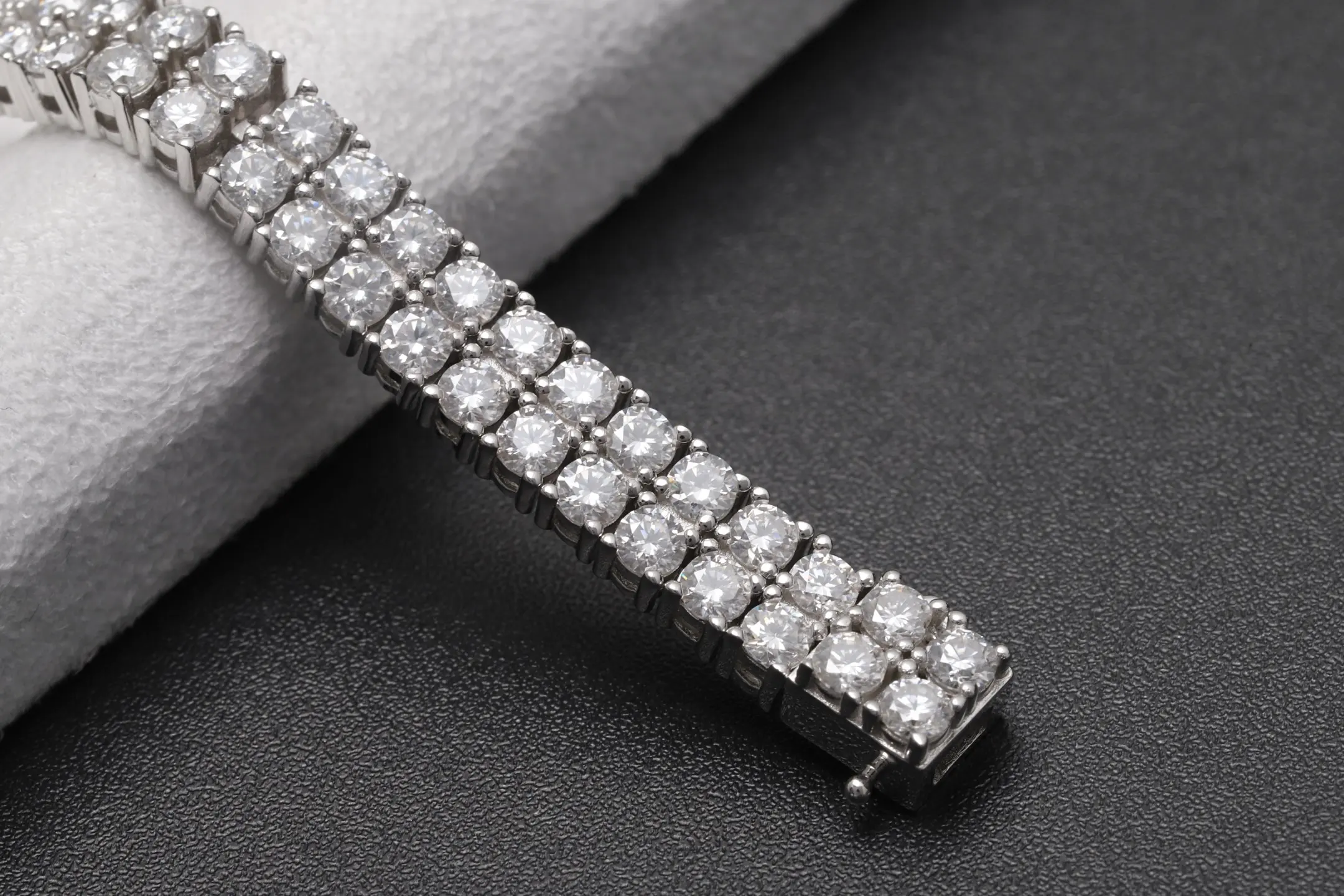 Double-Row Moissanite Tennis Bracelet (Sterling Silver) D168016612 — view 5