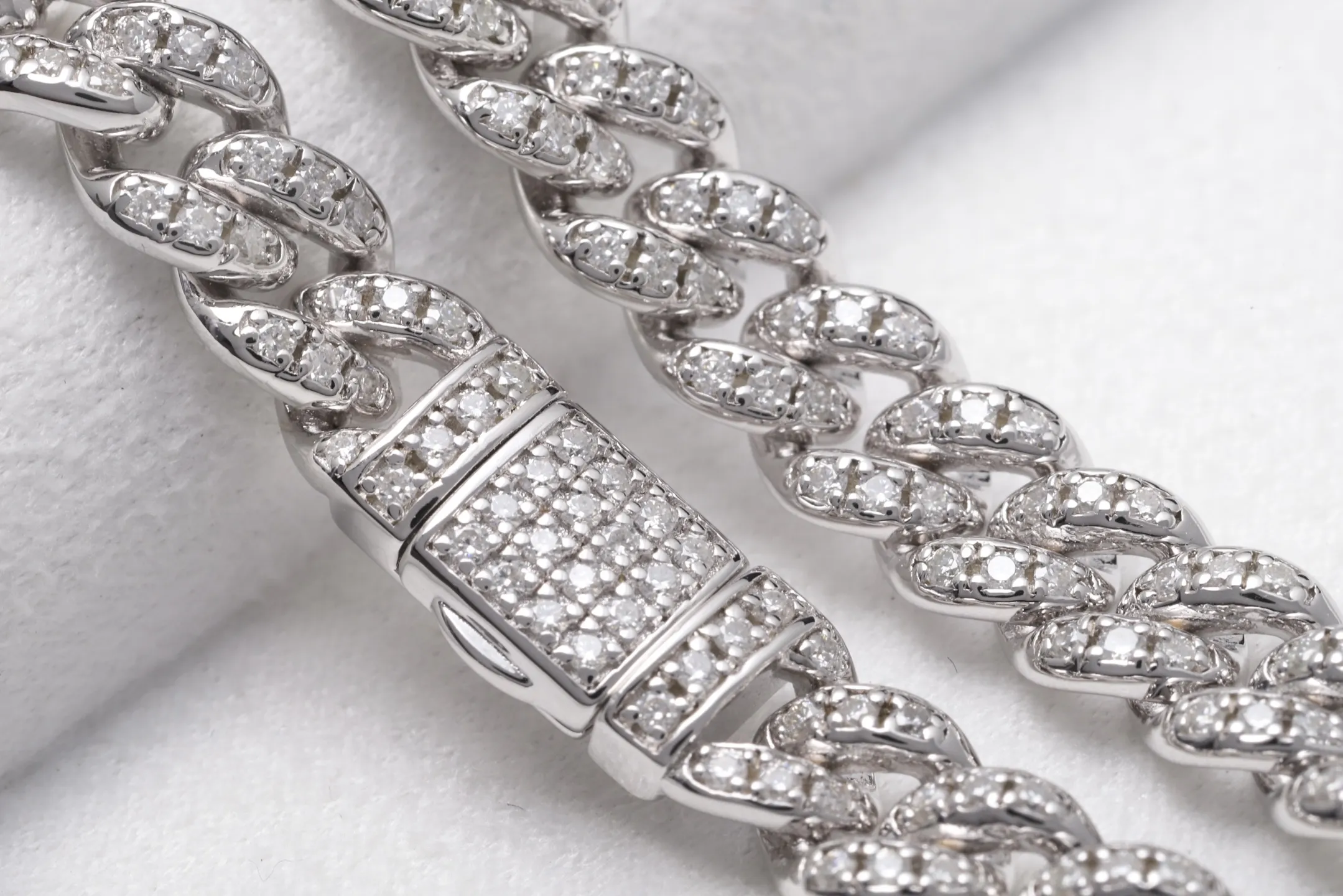 6mm Moissanite Pavé Cuban Link Bracelet (Sterling Silver) D163516735 — view 3