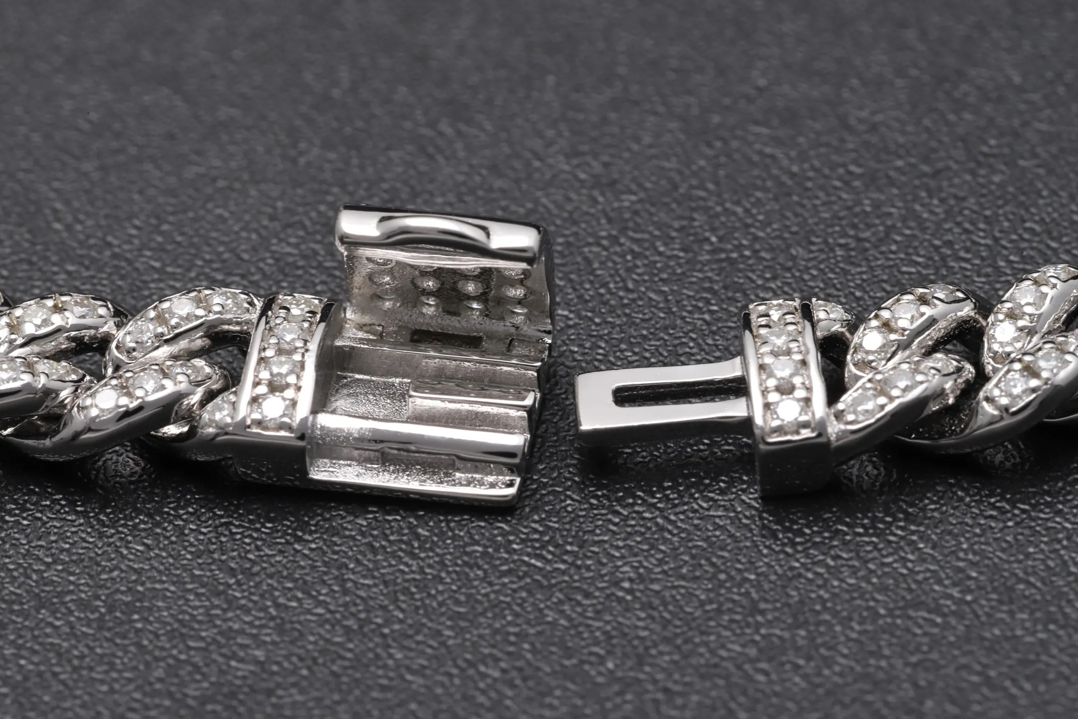 6mm Moissanite Pavé Cuban Link Bracelet (Sterling Silver) D163516735 — view 5