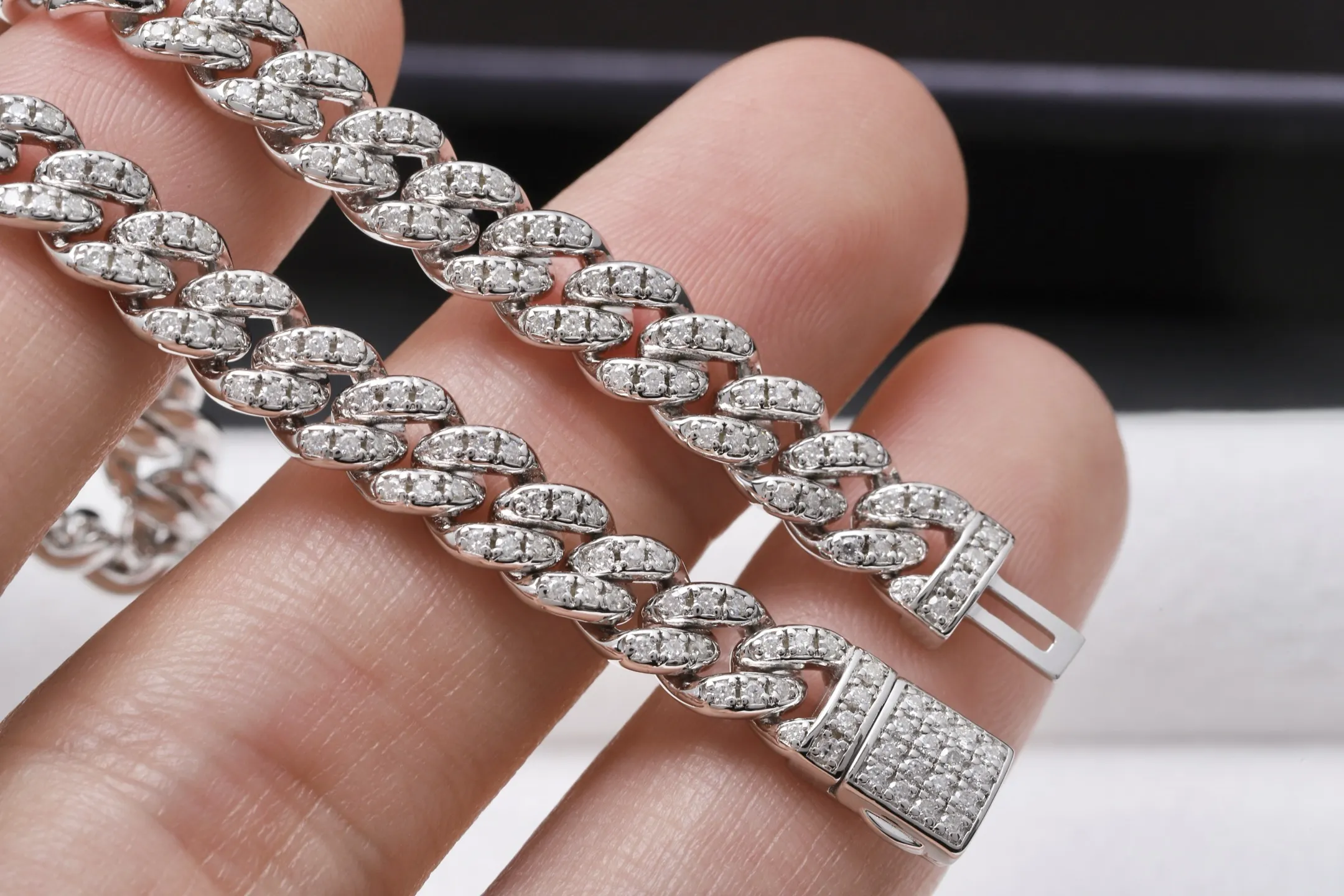 6mm Moissanite Pavé Cuban Link Bracelet (Sterling Silver) D163516735 — view 6
