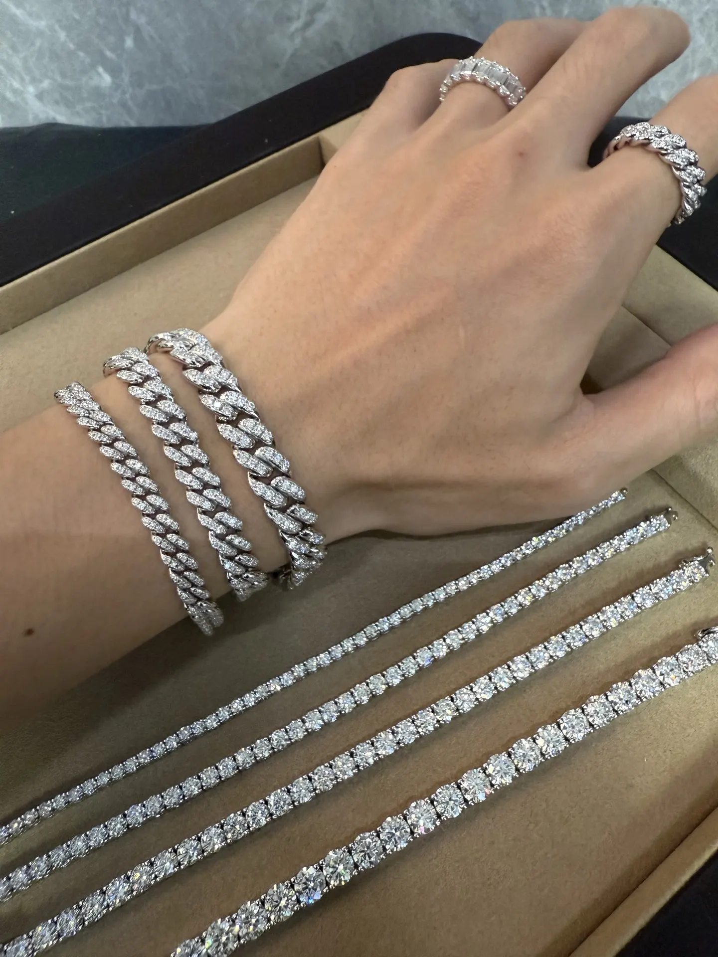 6mm Moissanite Pavé Cuban Link Bracelet (Sterling Silver) D163516735 — view 8