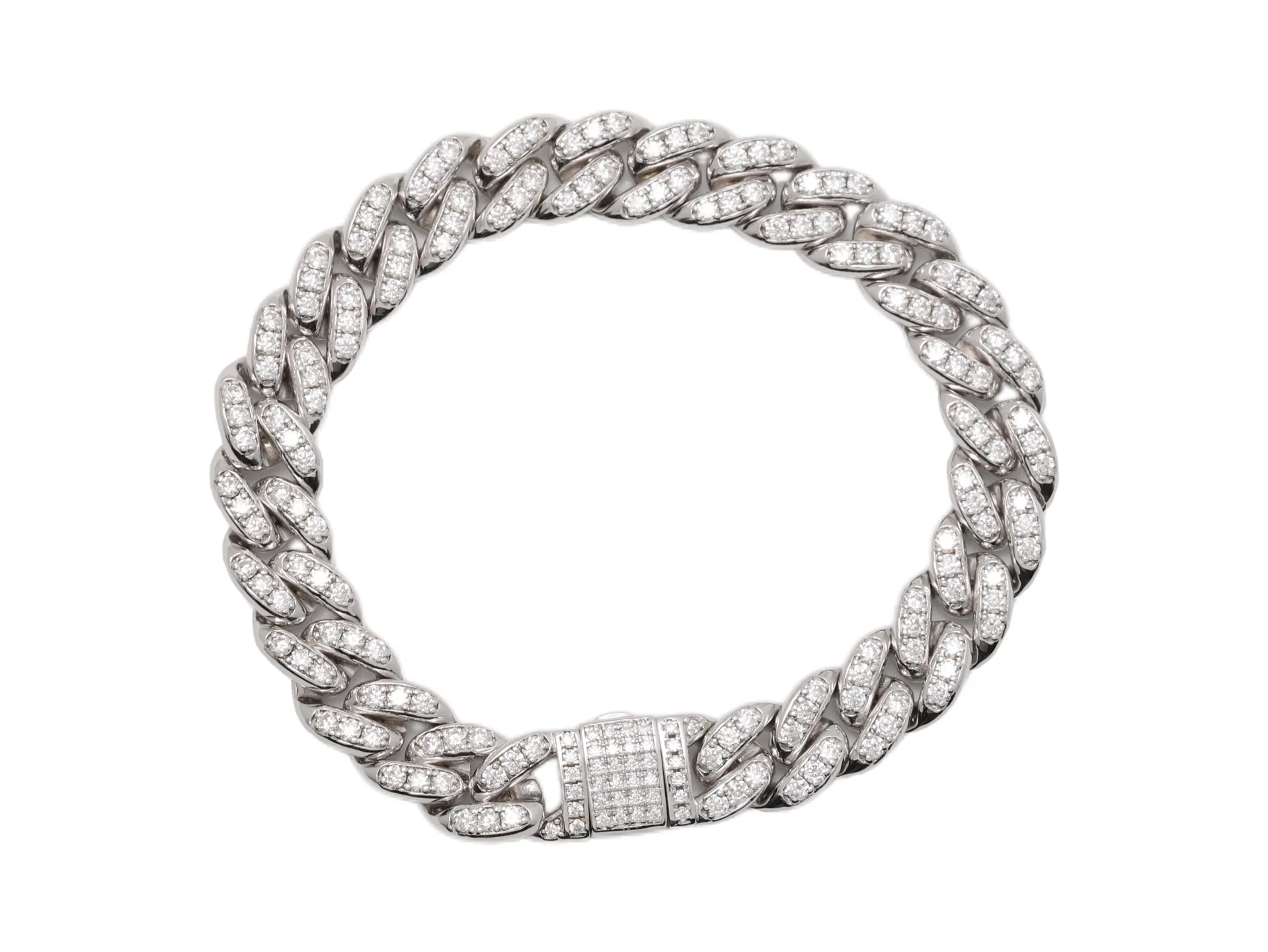10mm Moissanite Pavé Cuban Link Bracelet (Sterling Silver) D228016733