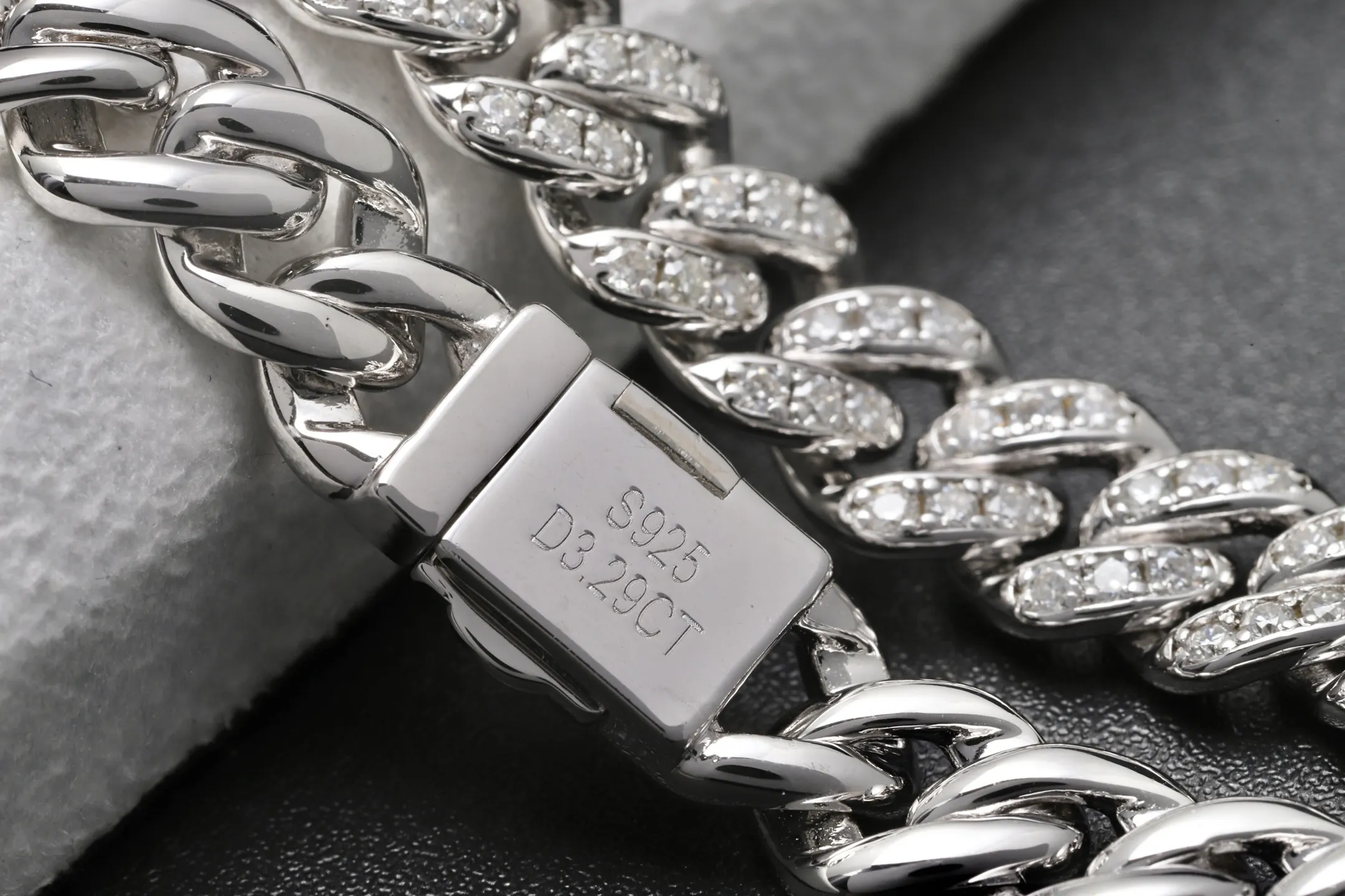 8mm Moissanite Pavé Cuban Link Bracelet (Sterling Silver) D177016734 — view 4