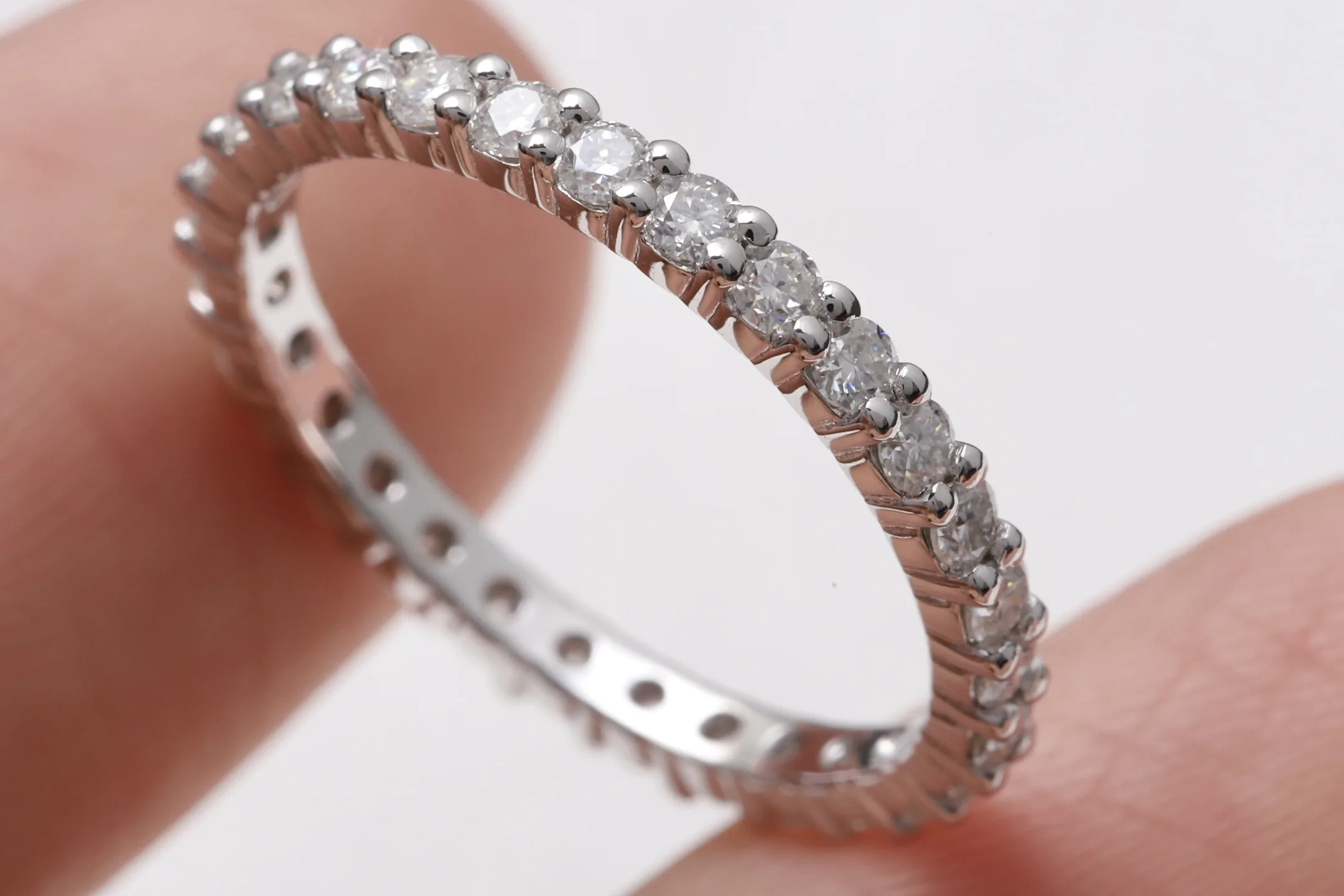 Moissanite Eternity Band (Sterling Silver) D17016552 — view 8
