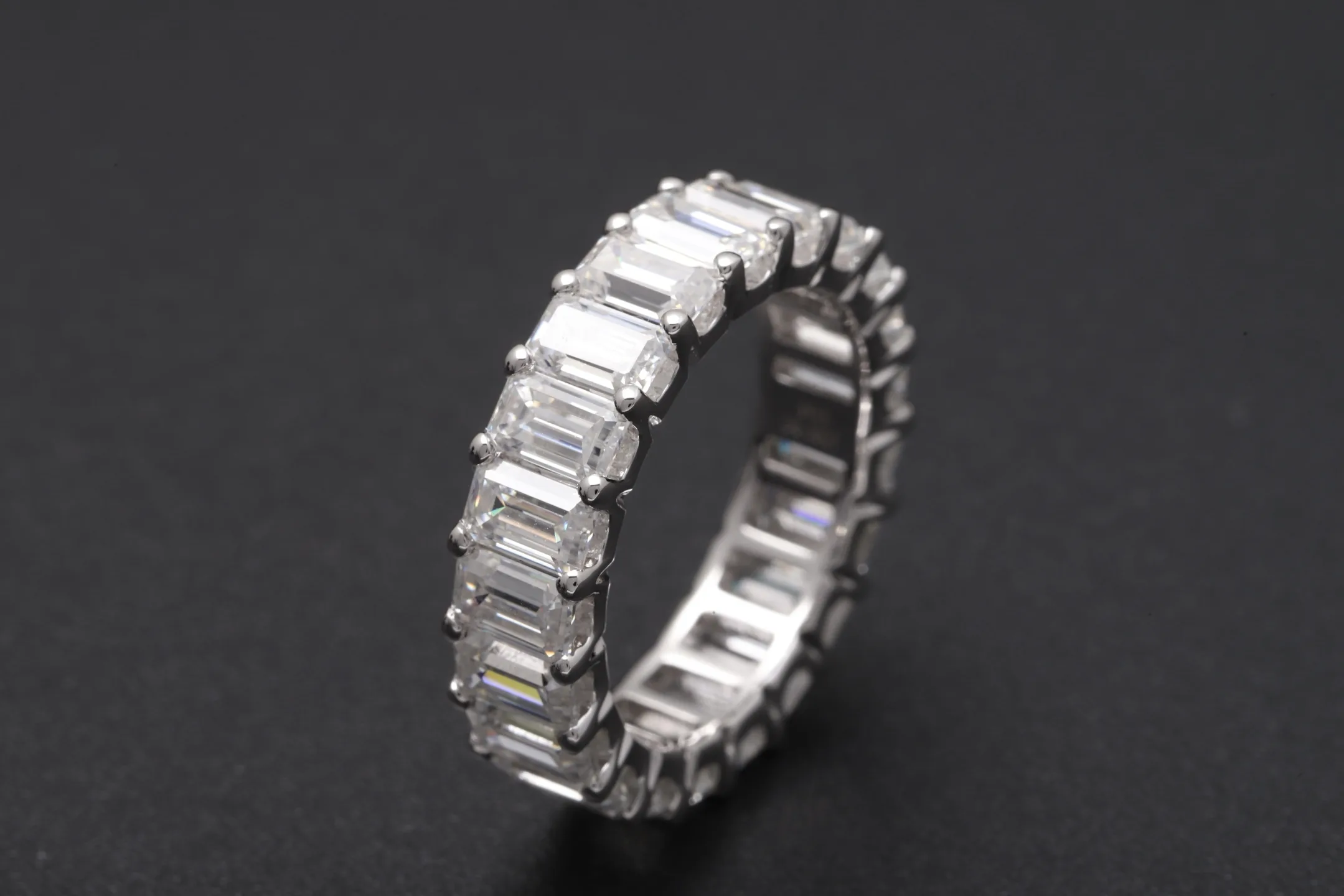 Emerald-Cut Moissanite Eternity Ring (Sterling Silver) D54016574 — view 3