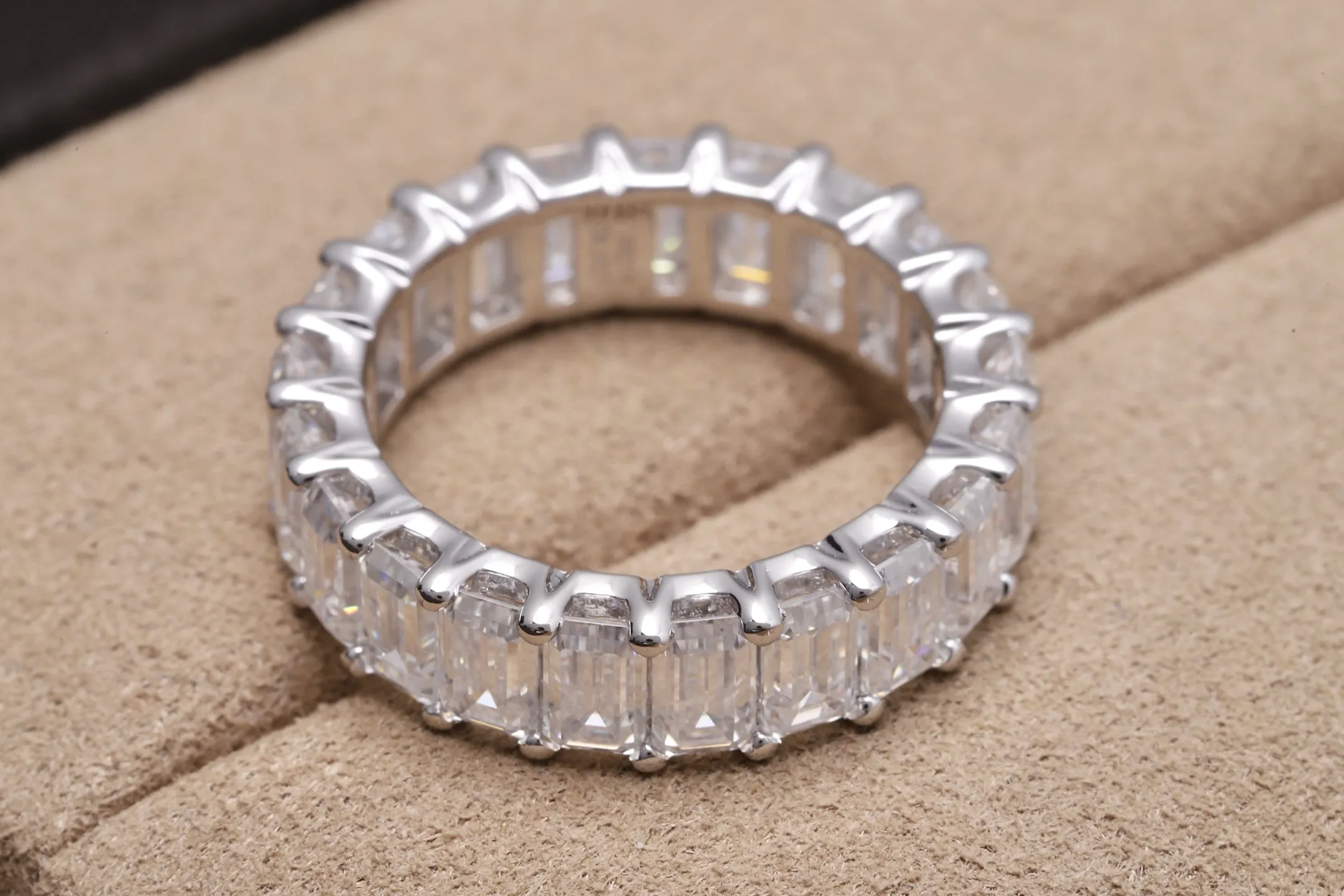 Emerald-Cut Moissanite Eternity Ring (Sterling Silver) D54016574 — view 4