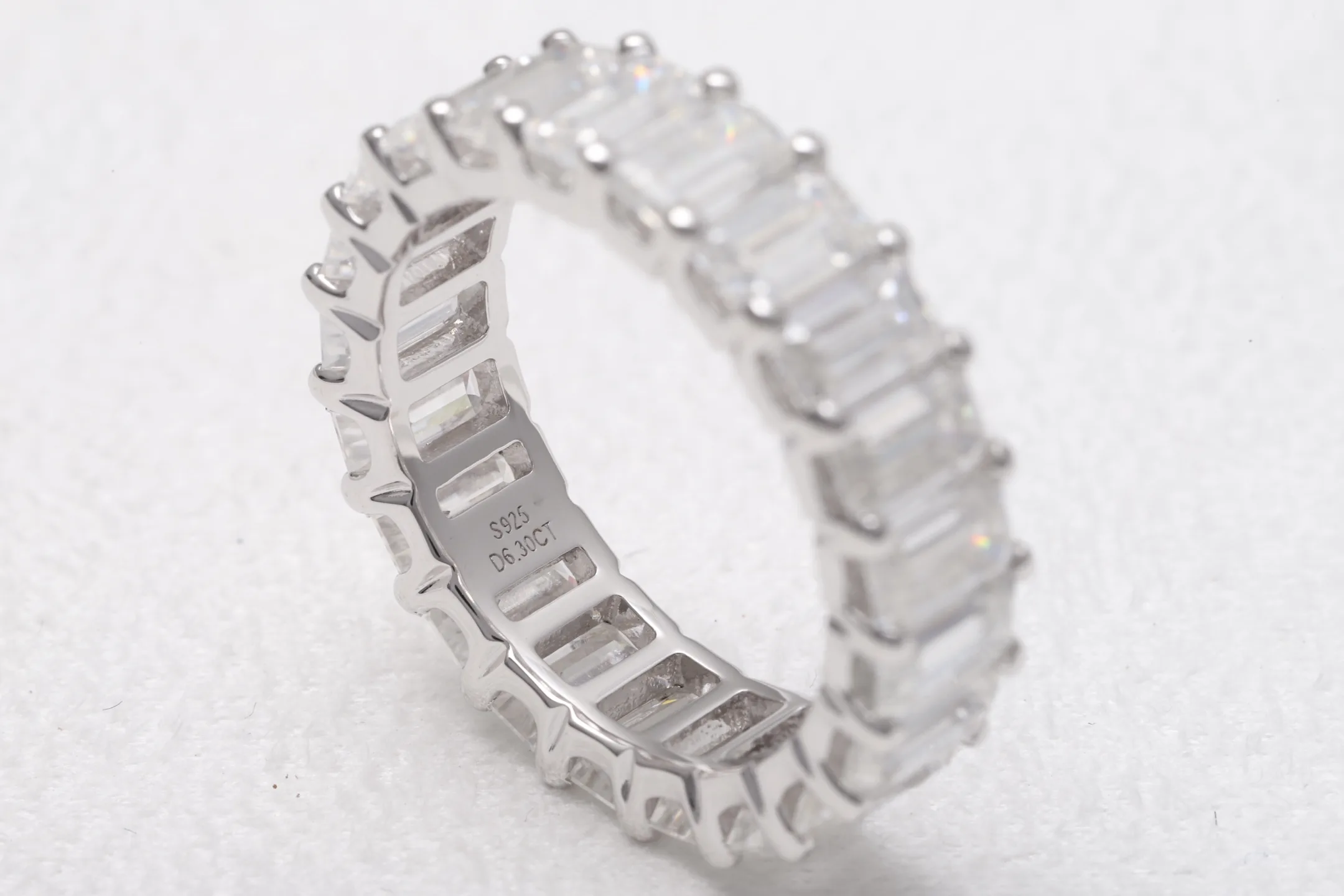 Emerald-Cut Moissanite Eternity Ring (Sterling Silver) D54016574 — view 5