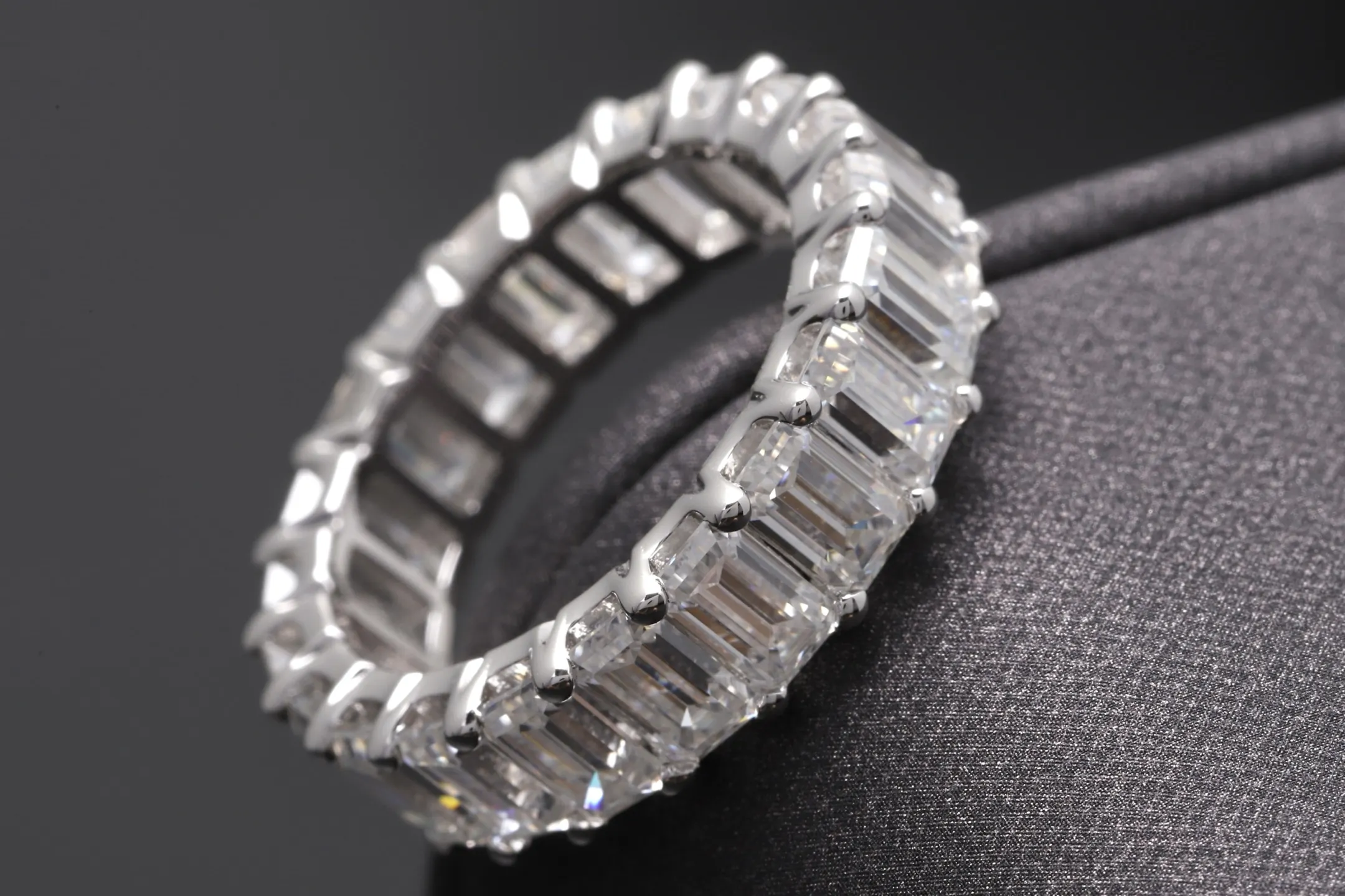 Emerald-Cut Moissanite Eternity Ring (Sterling Silver) D54016574 — view 7