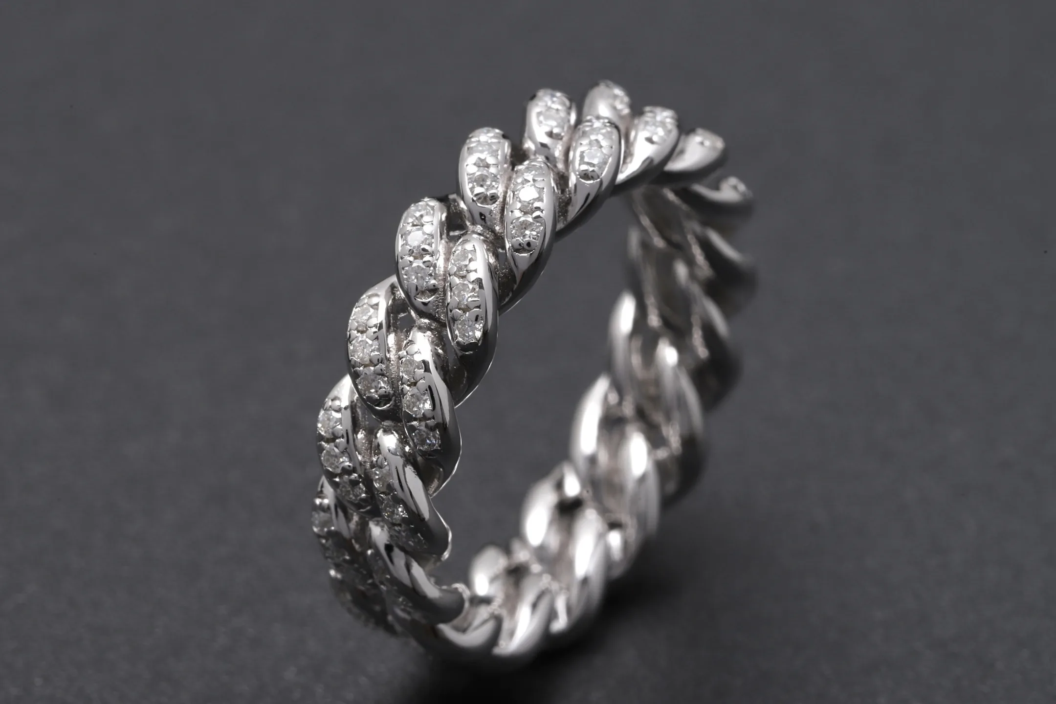 Cuban Link Moissanite Ring (Sterling Silver) D49516575 — view 3