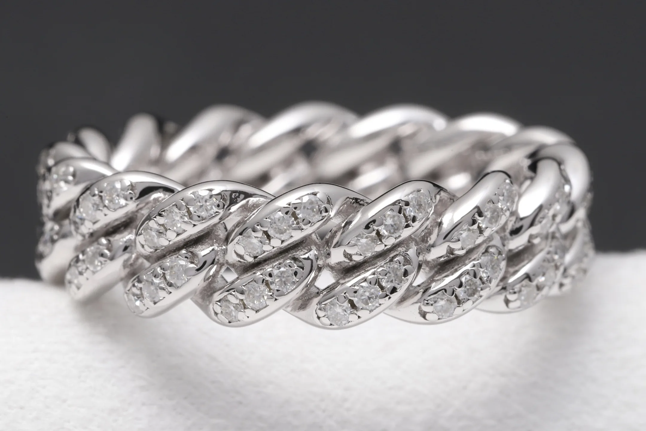 Cuban Link Moissanite Ring (Sterling Silver) D49516575 — view 4