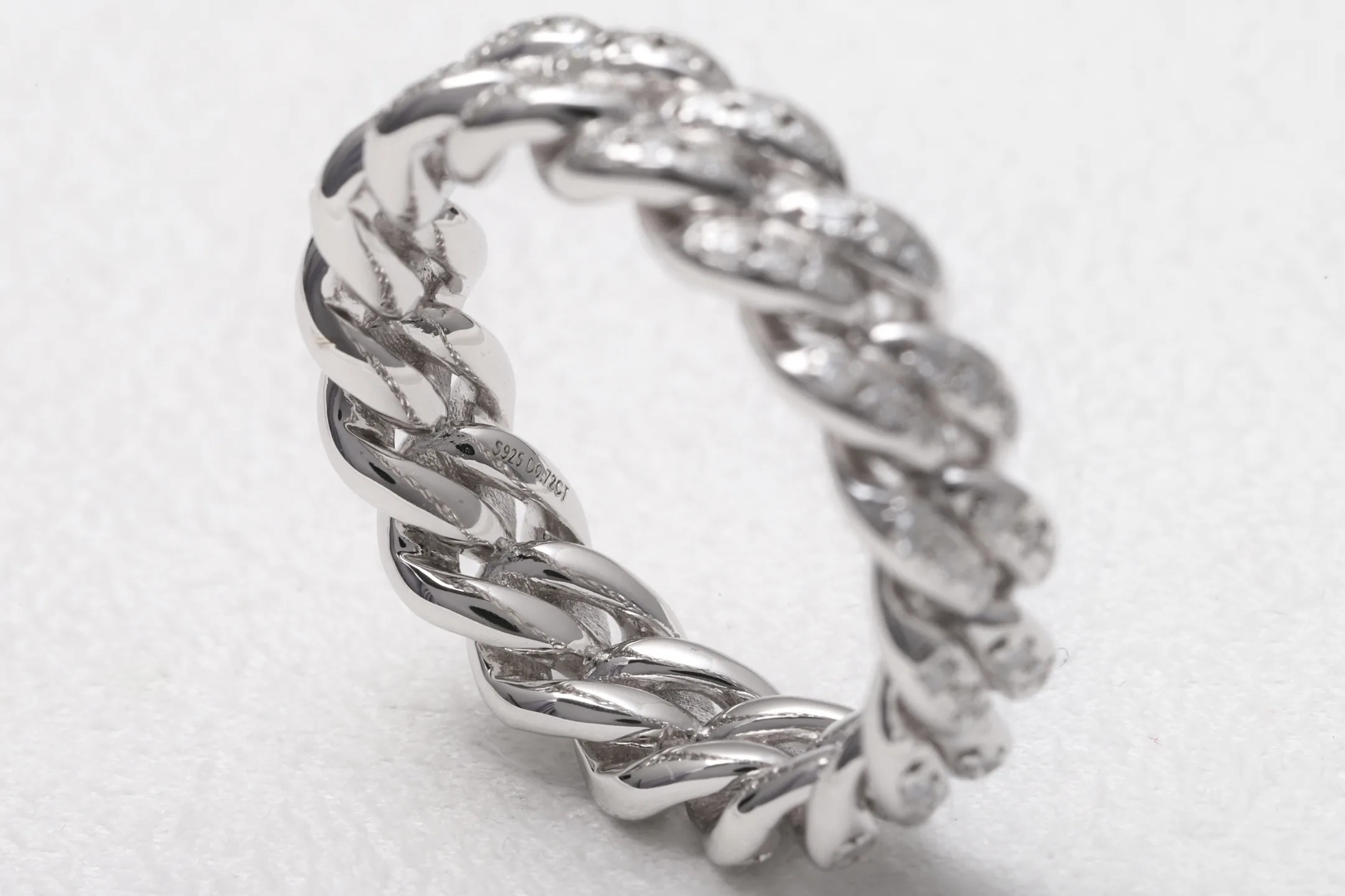 Cuban Link Moissanite Ring (Sterling Silver) D49516575 — view 5