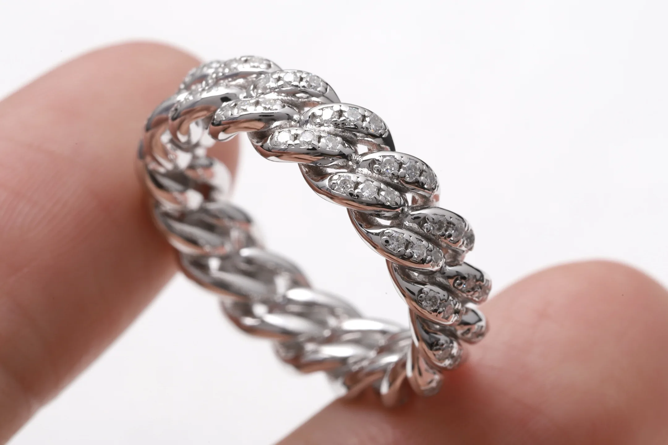 Cuban Link Moissanite Ring (Sterling Silver) D49516575 — view 7