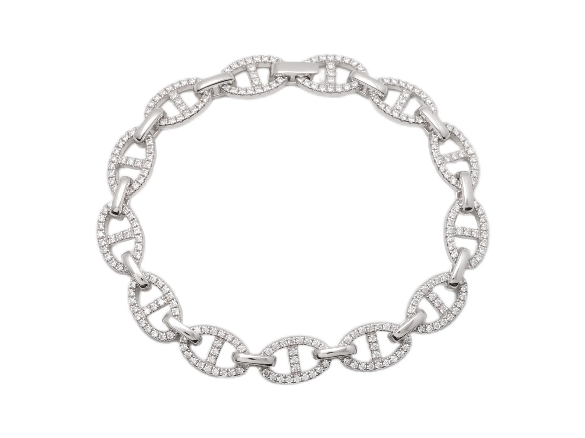 Moissanite Pavé Anchor Link Bracelet (Sterling Silver) D145016736