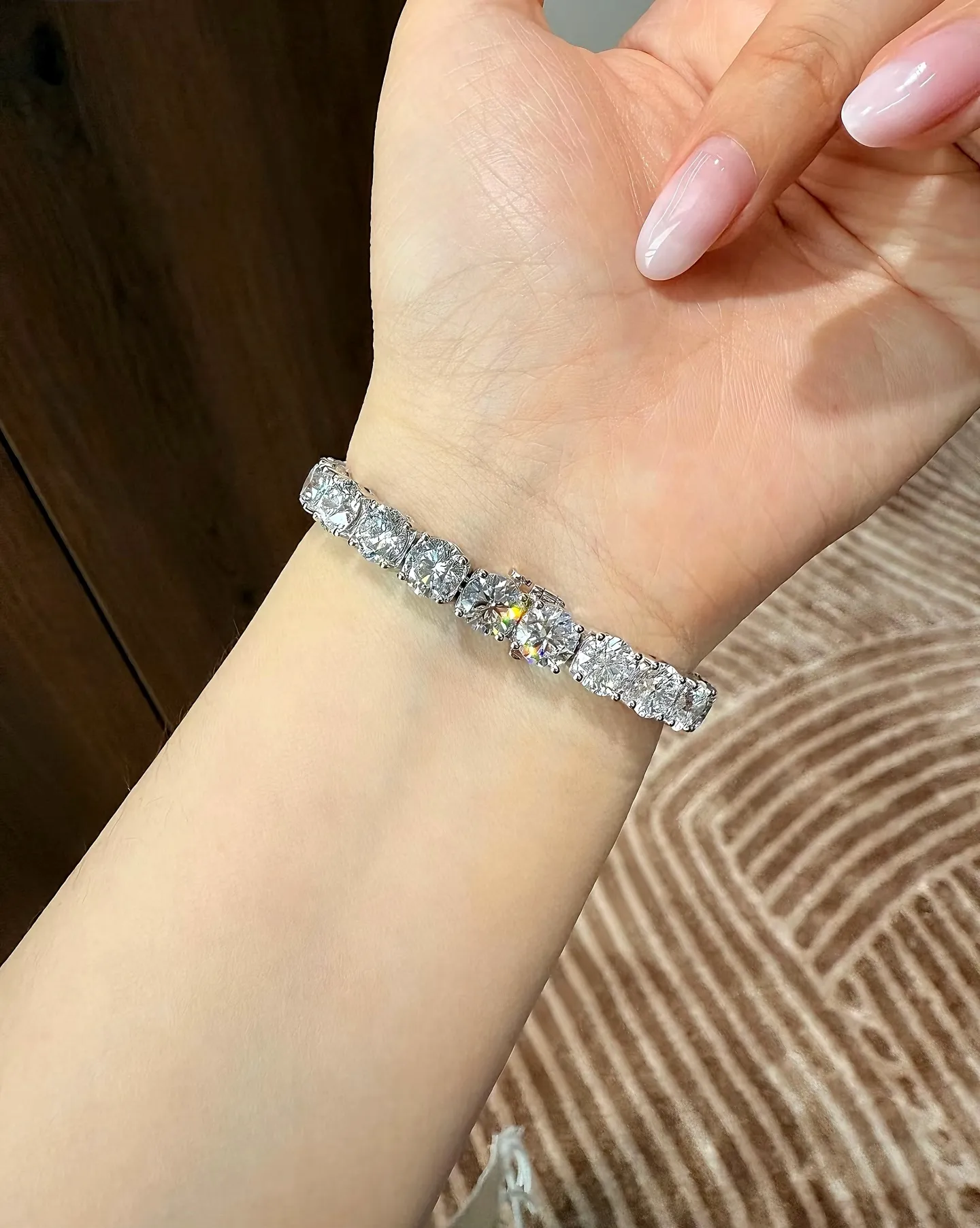 6mm Moissanite Tennis Bracelet (Sterling Silver) D260016737 — view 12