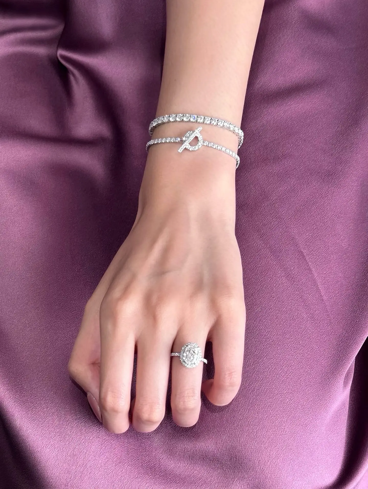 4mm Moissanite Tennis Bracelet (Sterling Silver) D143016739 — view 10
